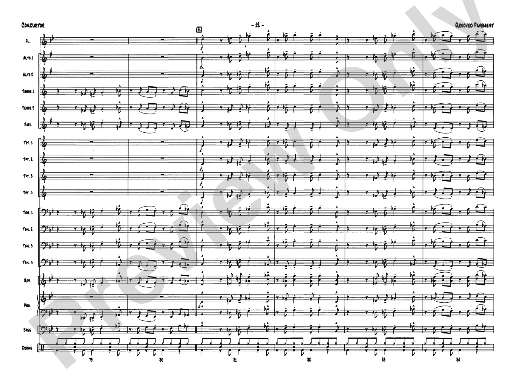 Grooved Pavement: Jazz Ensemble Conductor Score & Parts