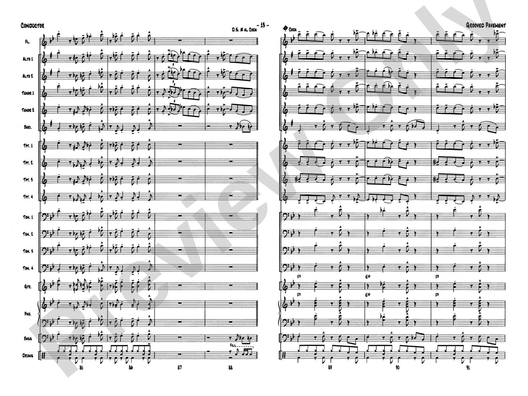 Grooved Pavement: Jazz Ensemble Conductor Score & Parts