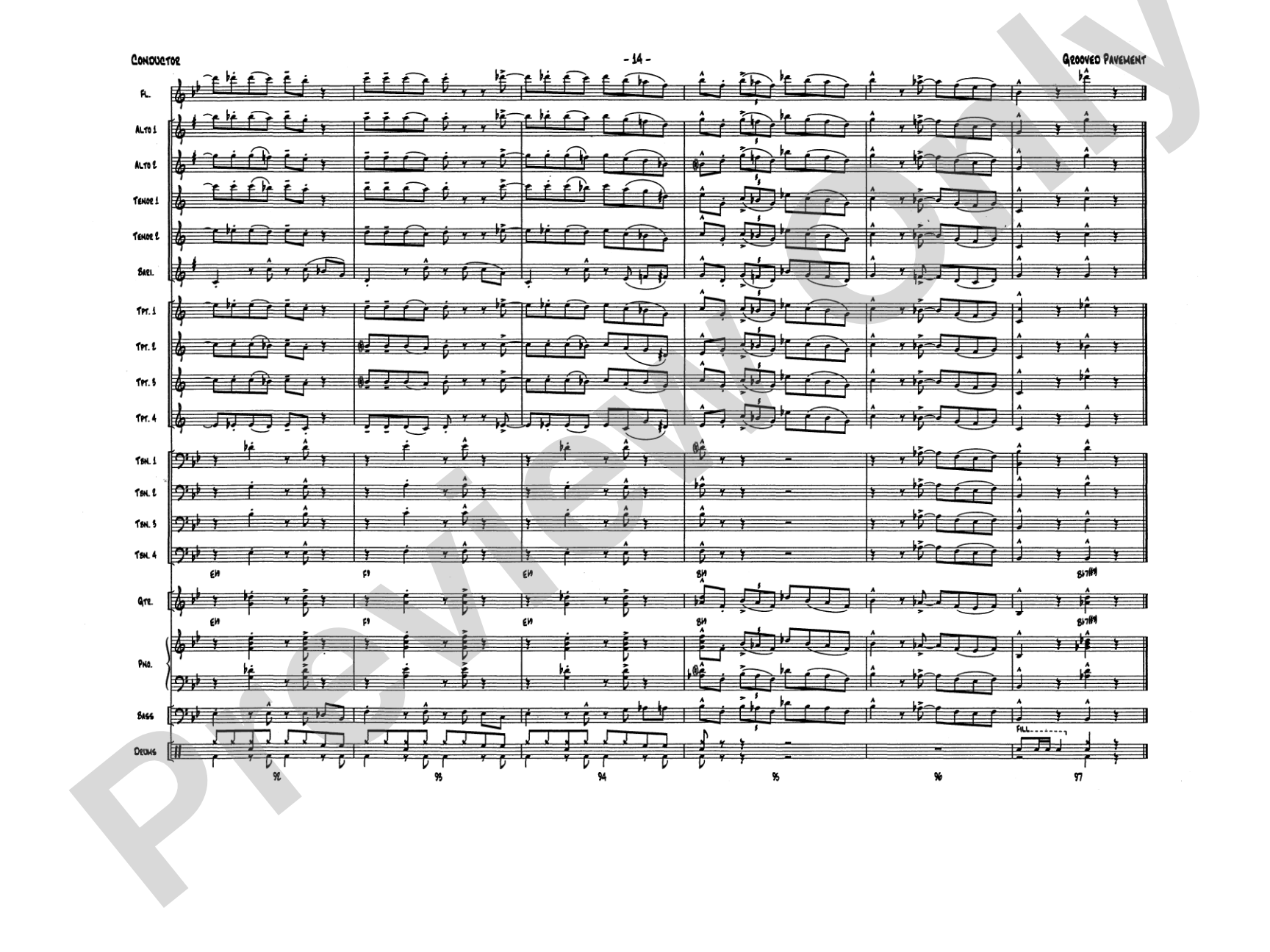 Grooved Pavement: Jazz Ensemble Conductor Score & Parts