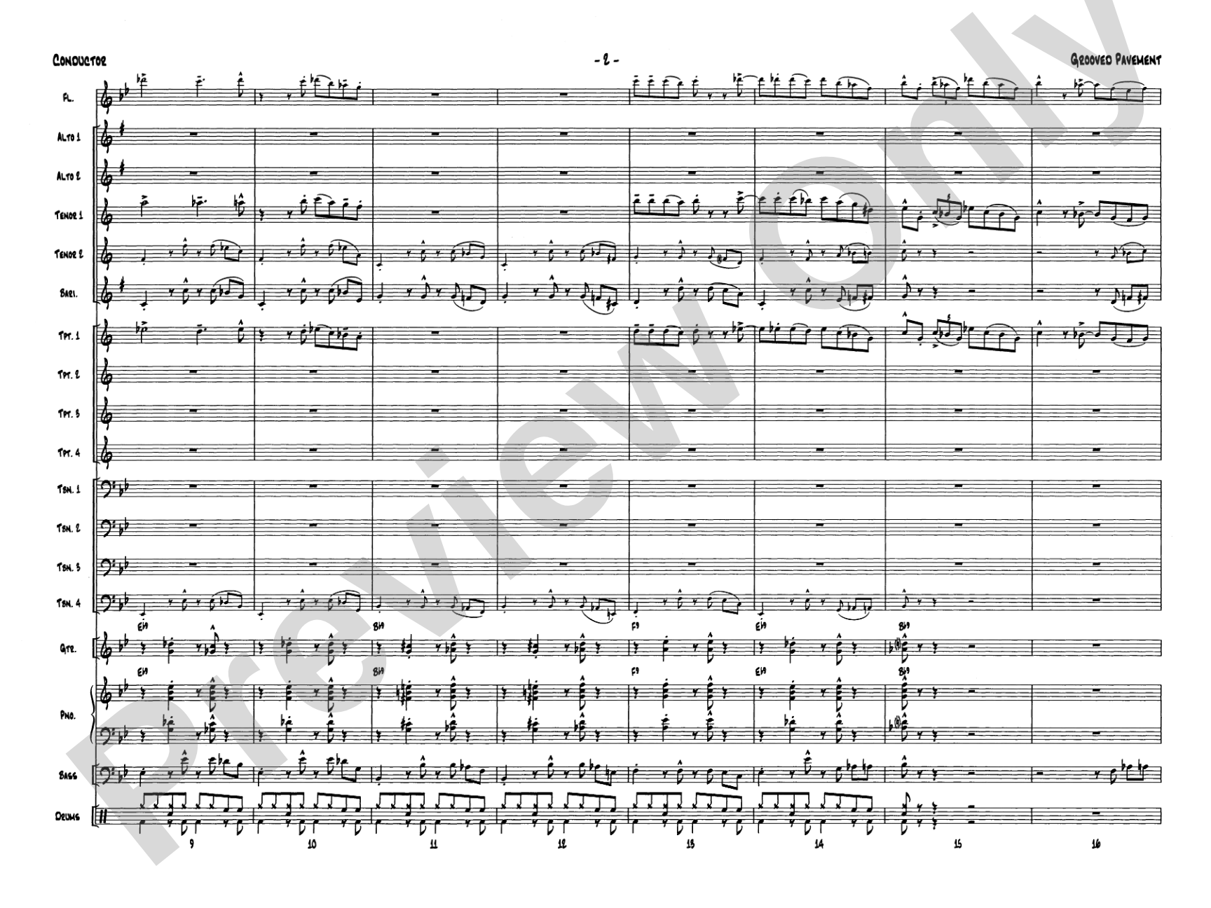 Grooved Pavement: Jazz Ensemble Conductor Score & Parts