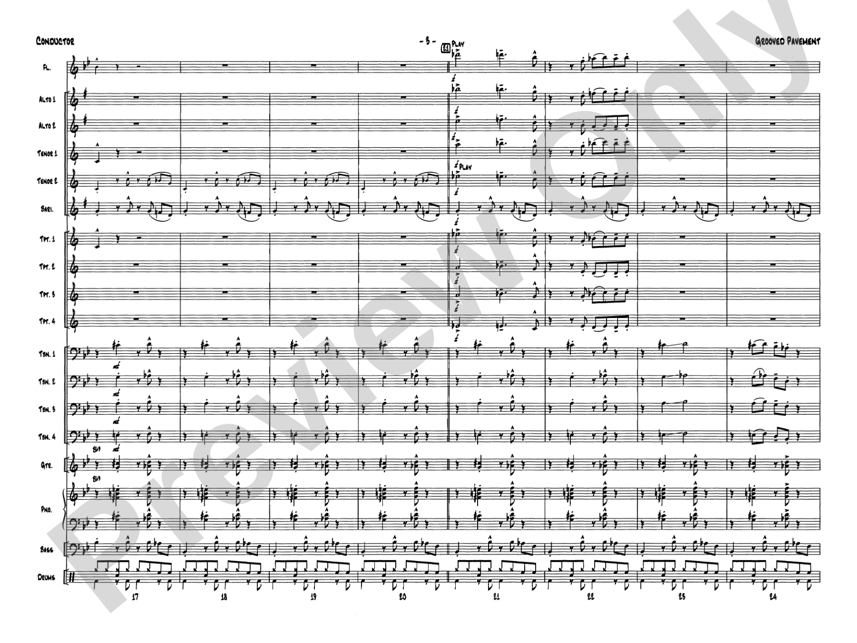 Grooved Pavement: Jazz Ensemble Conductor Score & Parts