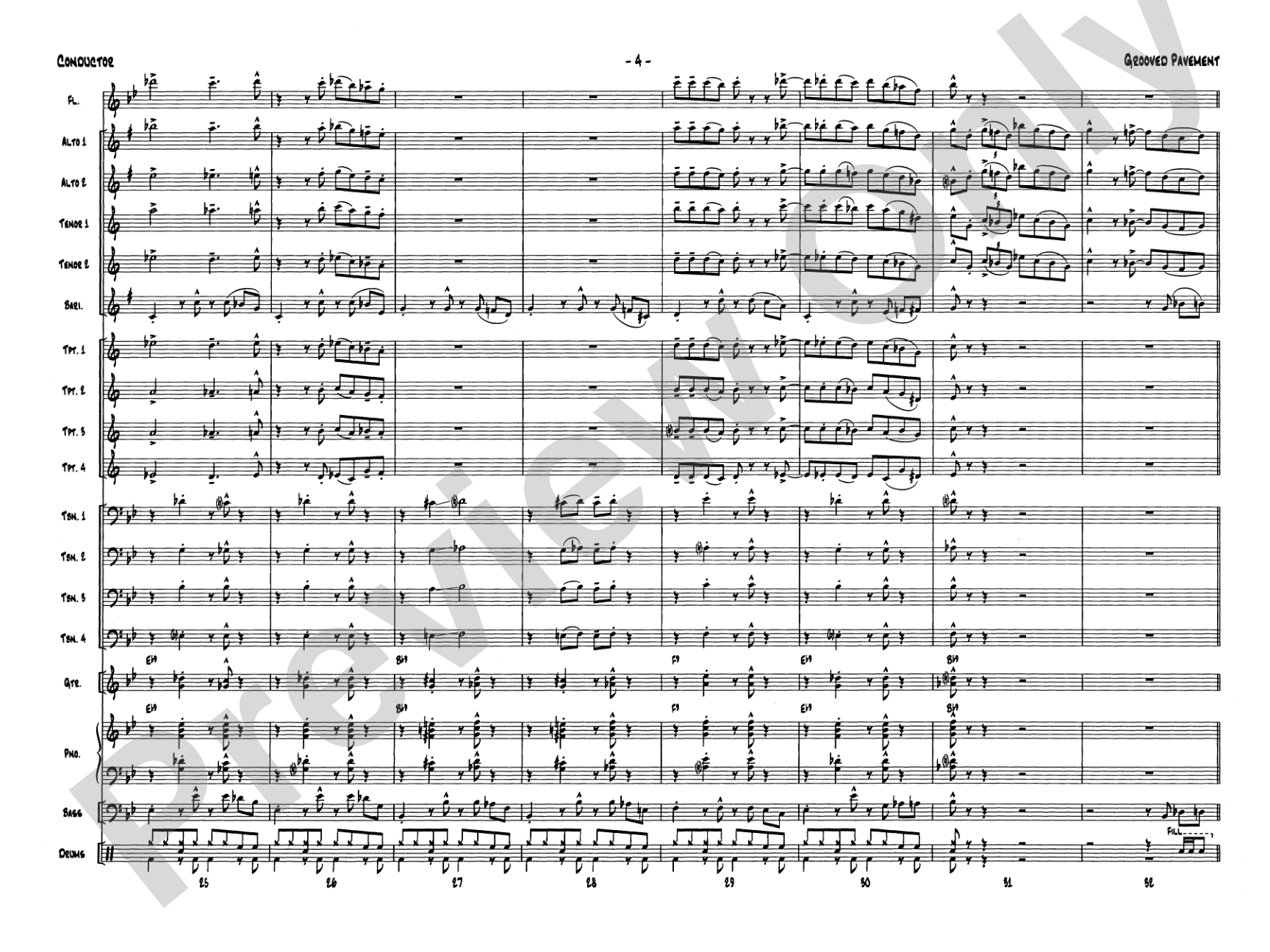 Grooved Pavement: Jazz Ensemble Conductor Score & Parts