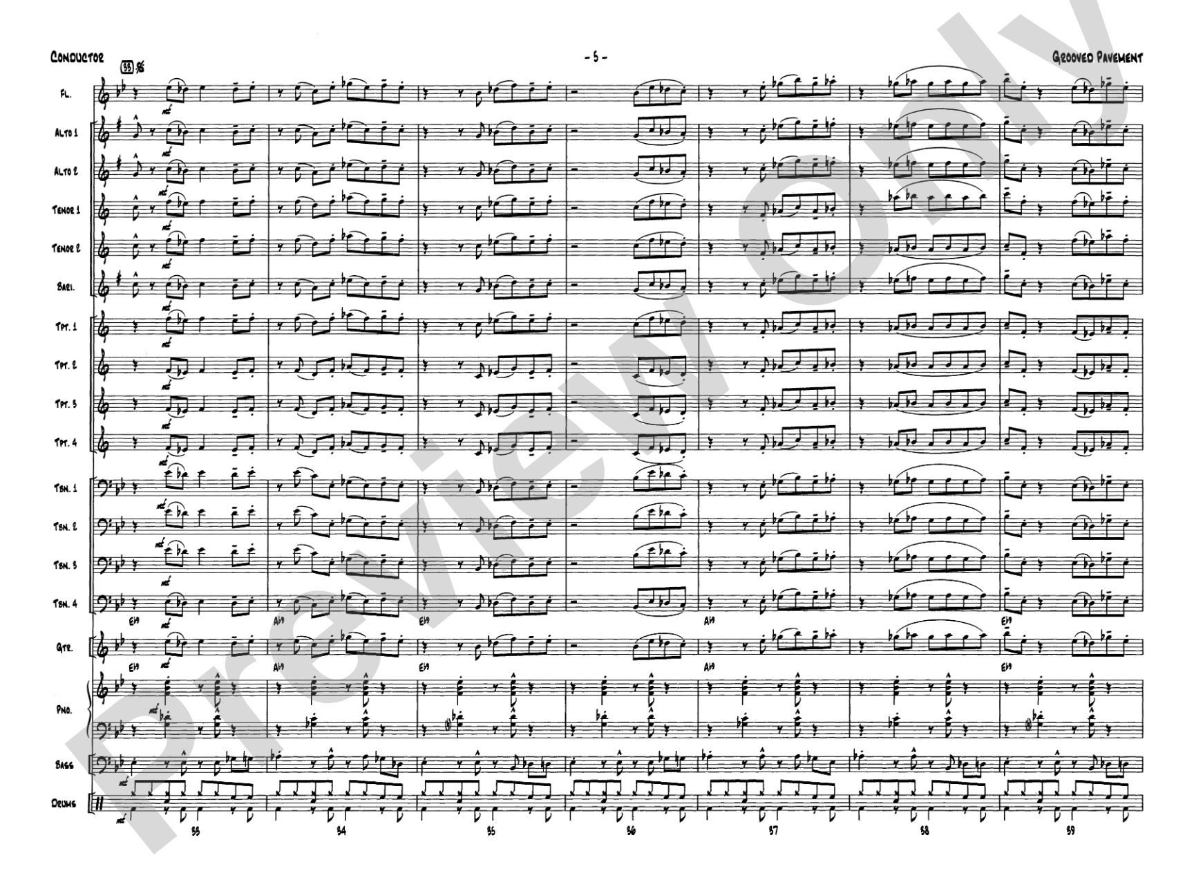 Grooved Pavement: Jazz Ensemble Conductor Score & Parts