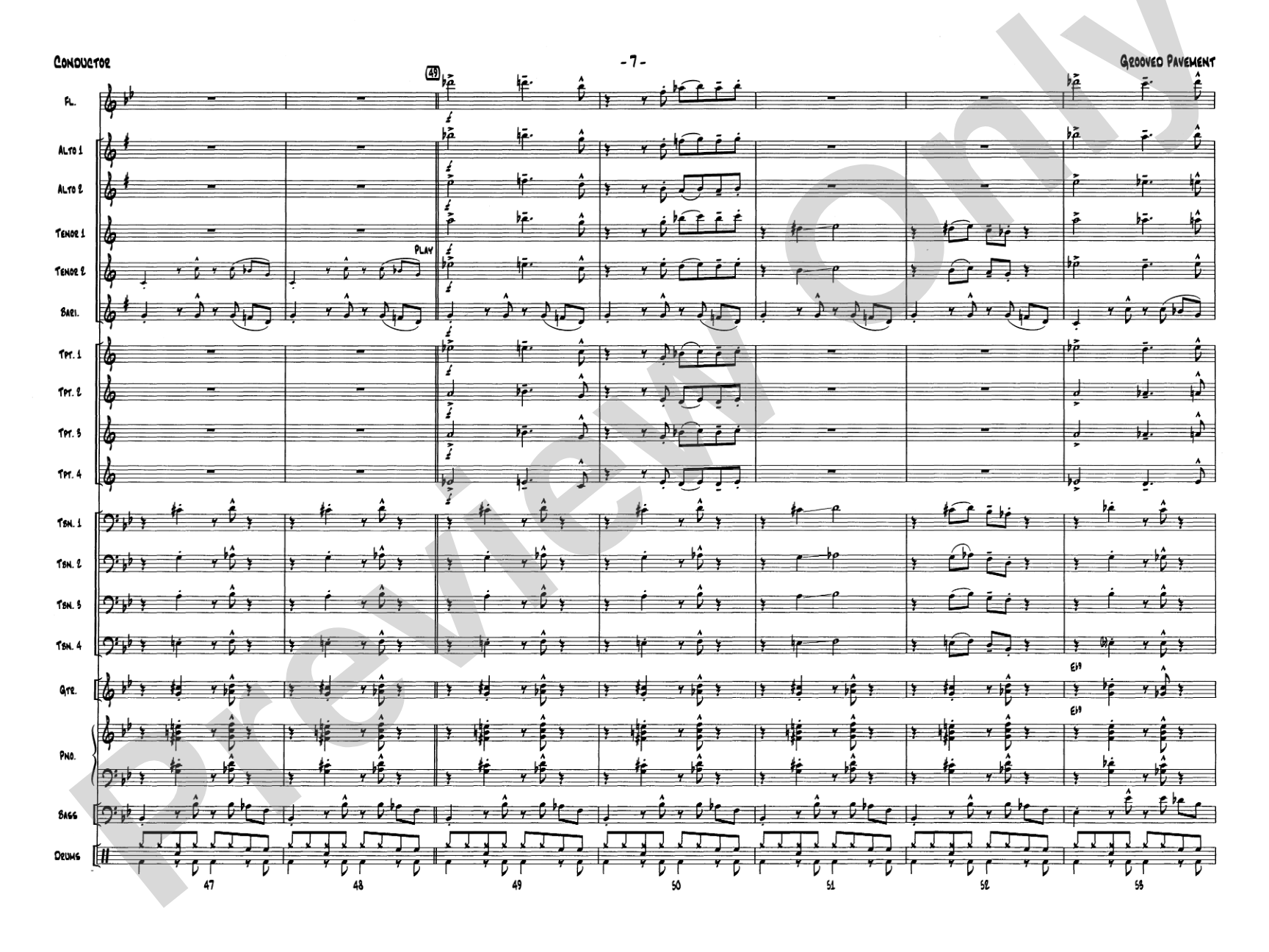 Grooved Pavement: Jazz Ensemble Conductor Score & Parts