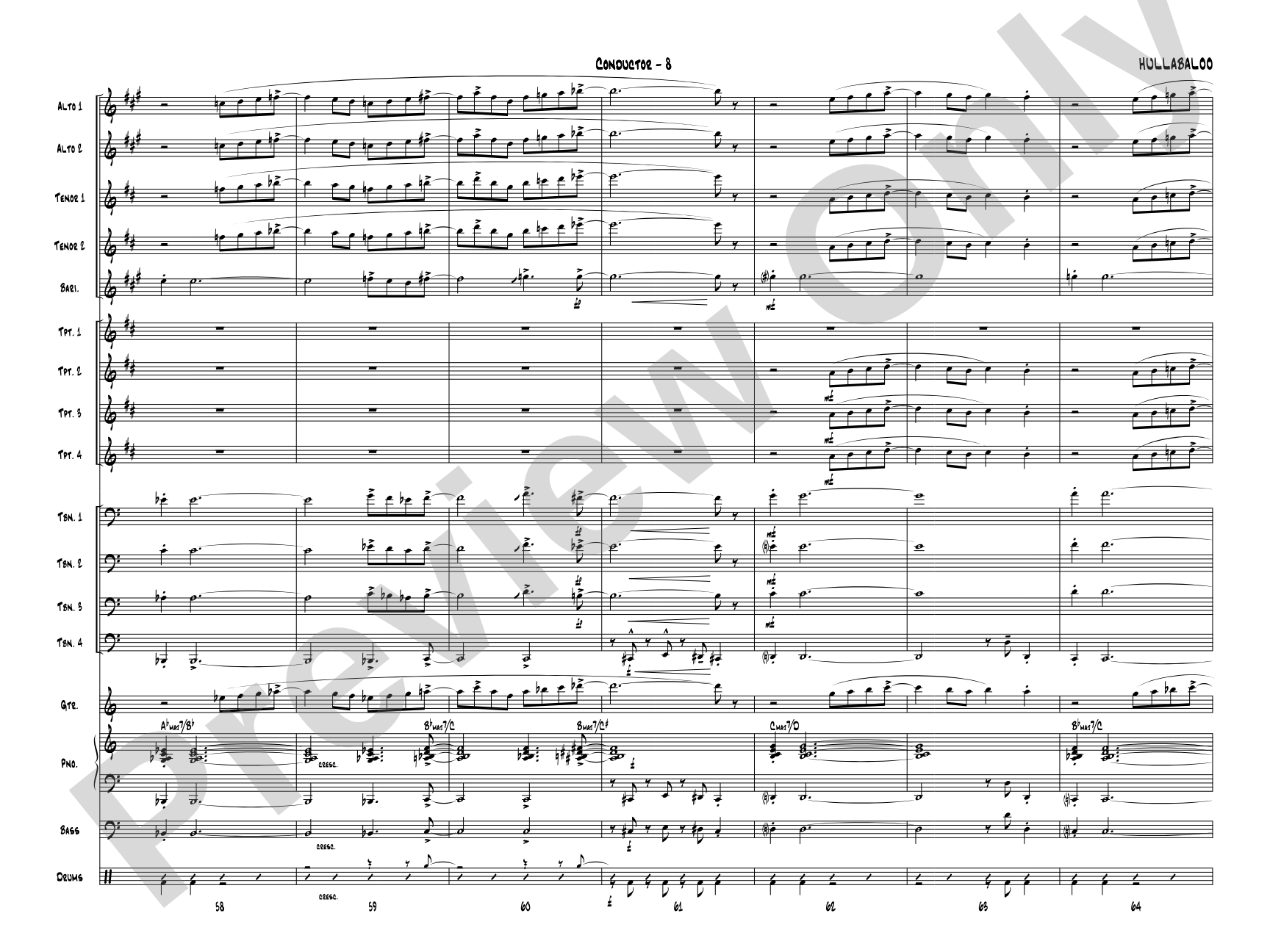 Hullabaloo: Jazz Ensemble Conductor Score & Parts