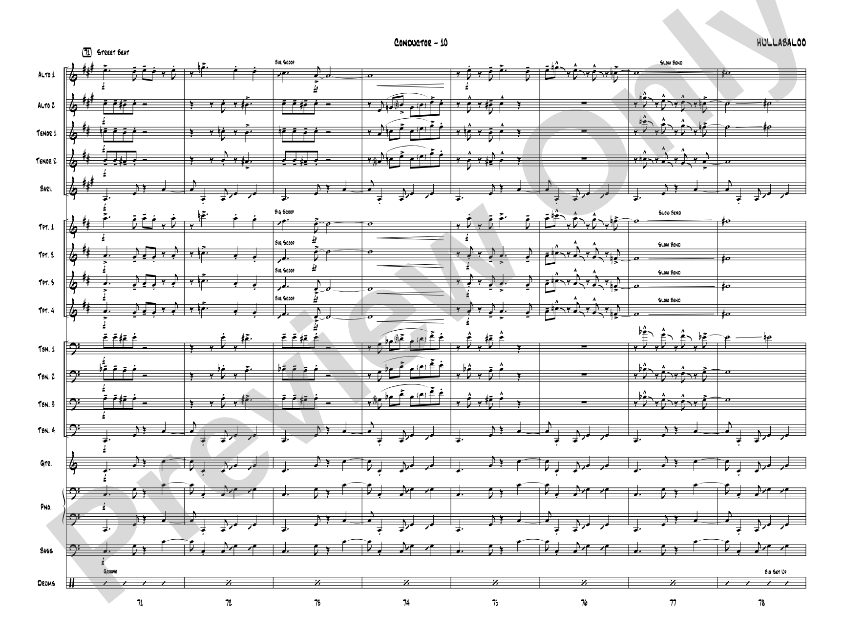 Hullabaloo: Jazz Ensemble Conductor Score & Parts