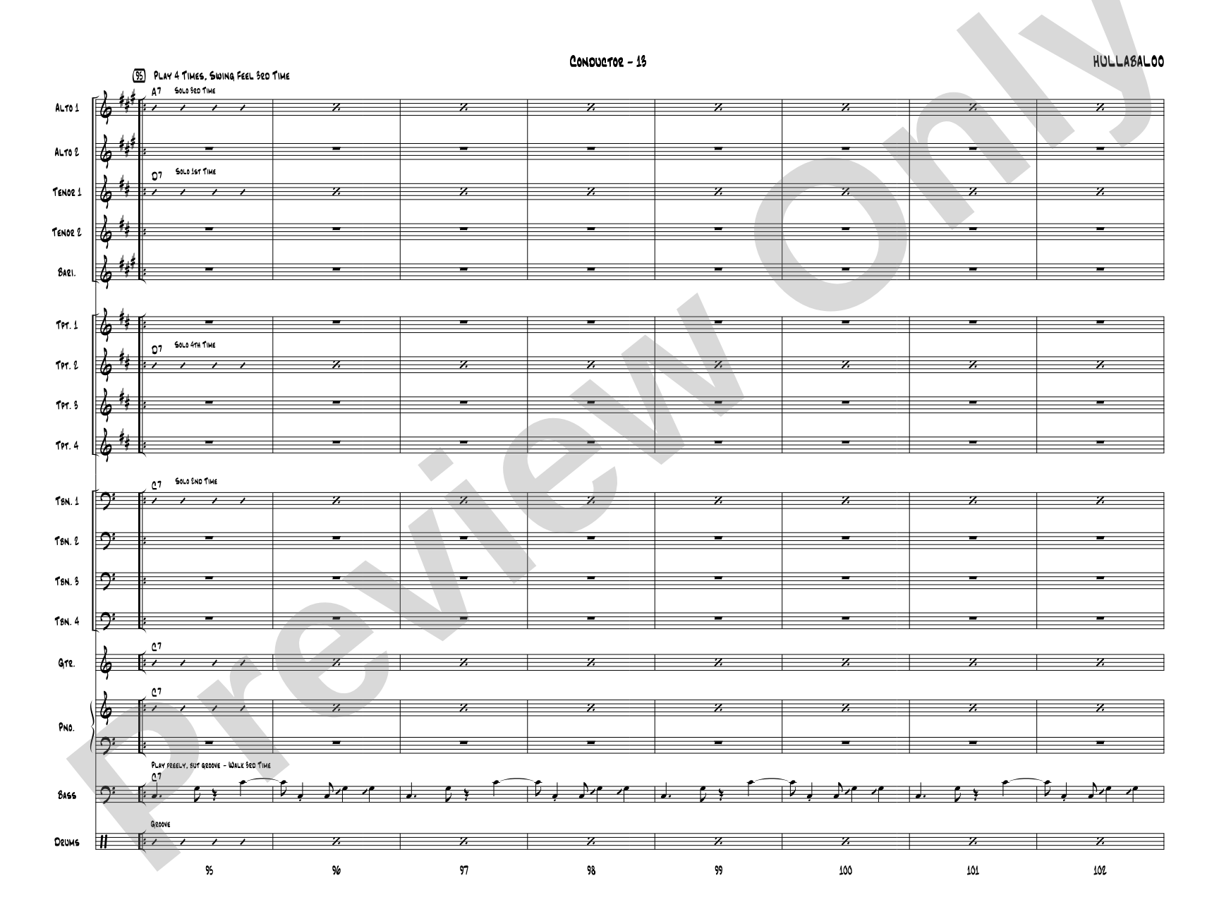 Hullabaloo: Jazz Ensemble Conductor Score & Parts