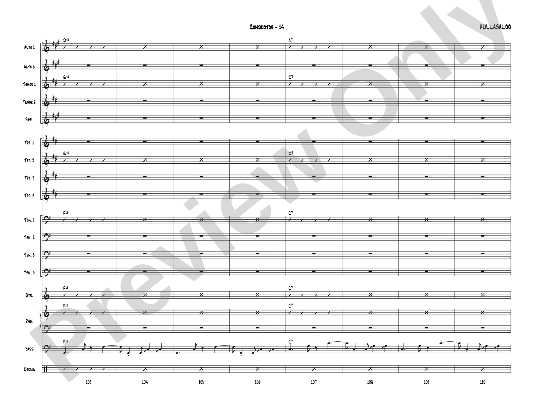 Hullabaloo: Jazz Ensemble Conductor Score & Parts