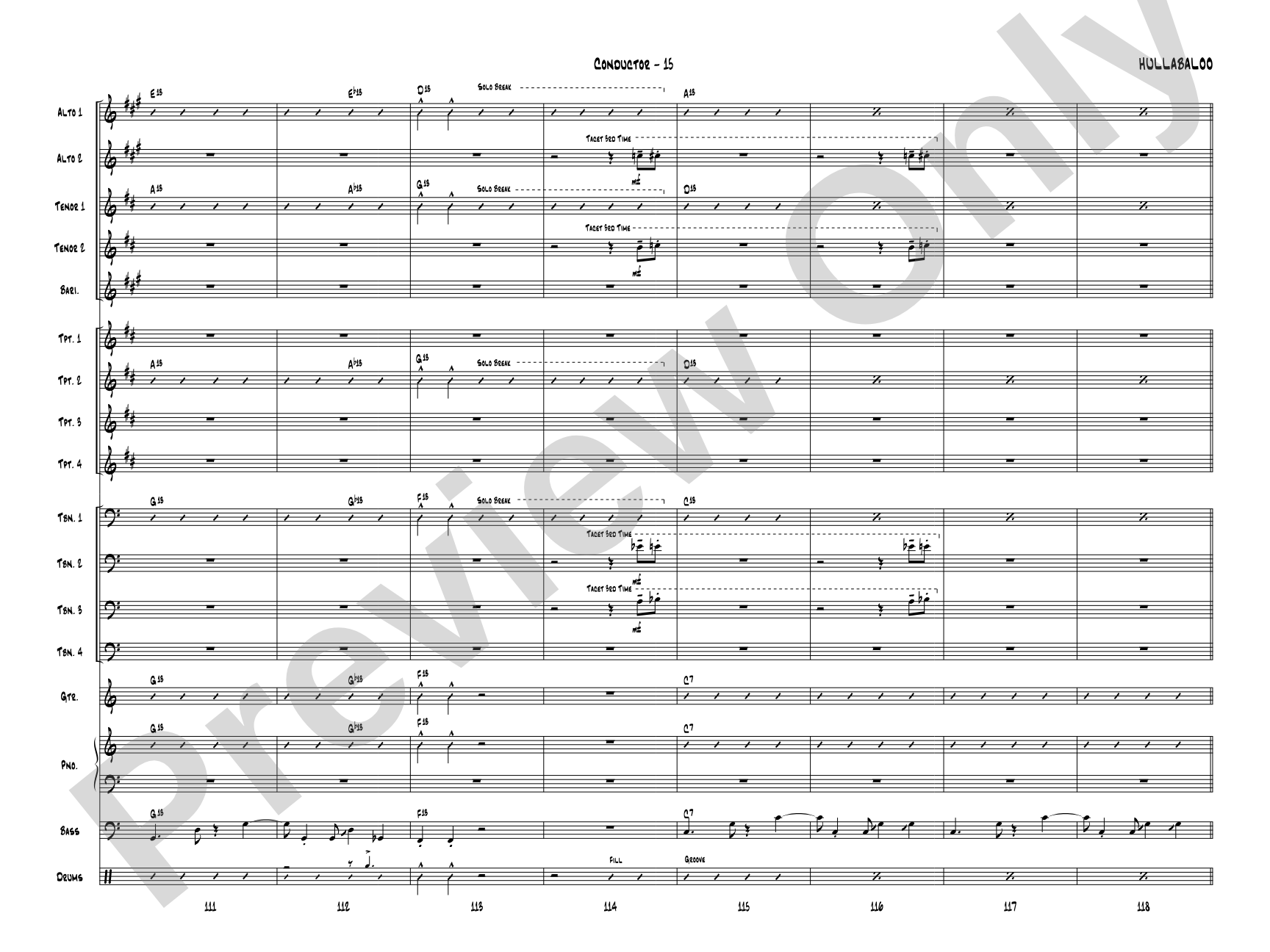 Hullabaloo: Jazz Ensemble Conductor Score & Parts
