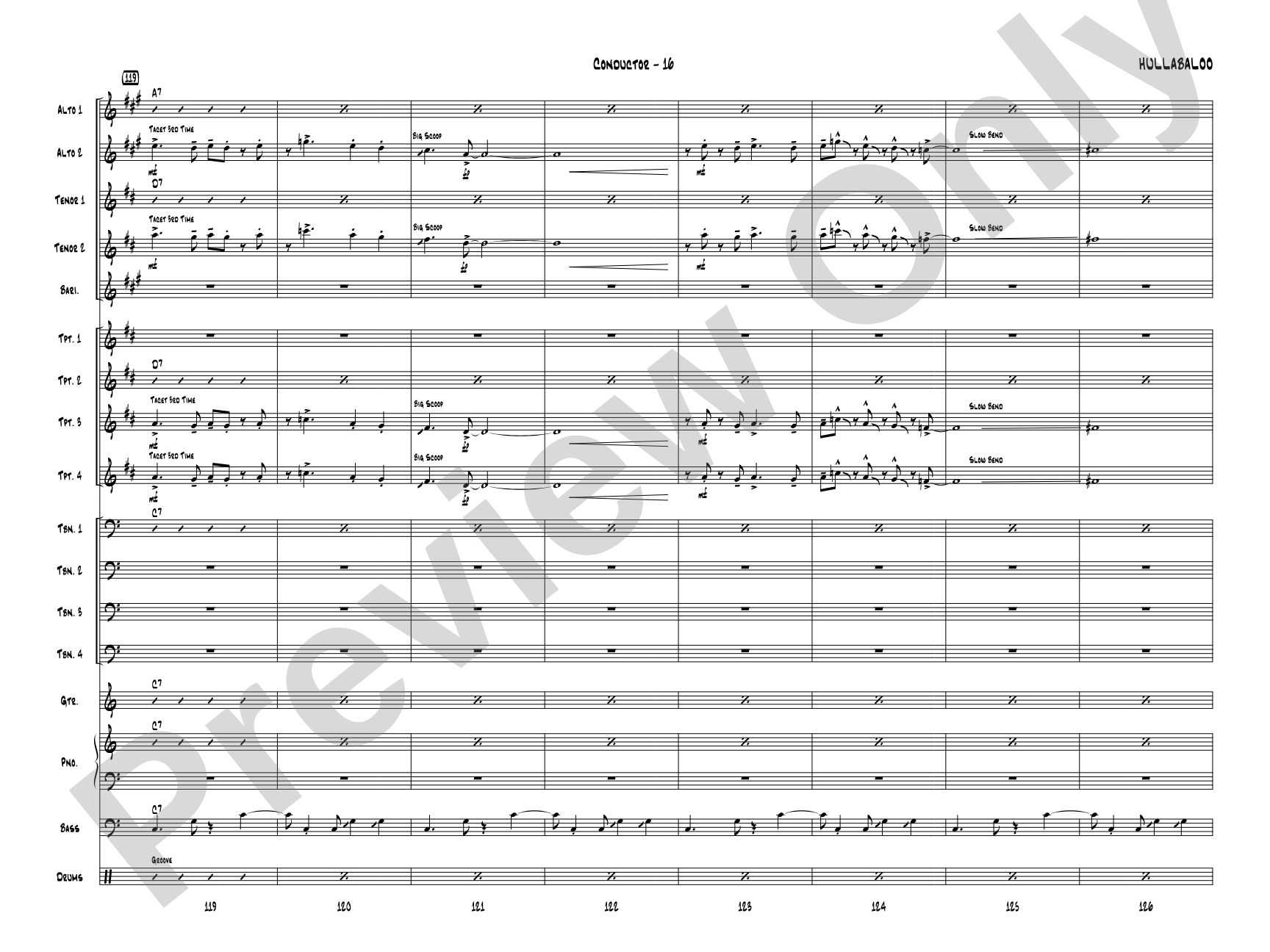Hullabaloo: Jazz Ensemble Conductor Score & Parts