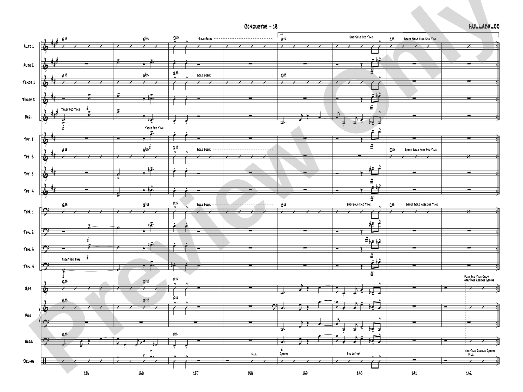 Hullabaloo: Jazz Ensemble Conductor Score & Parts