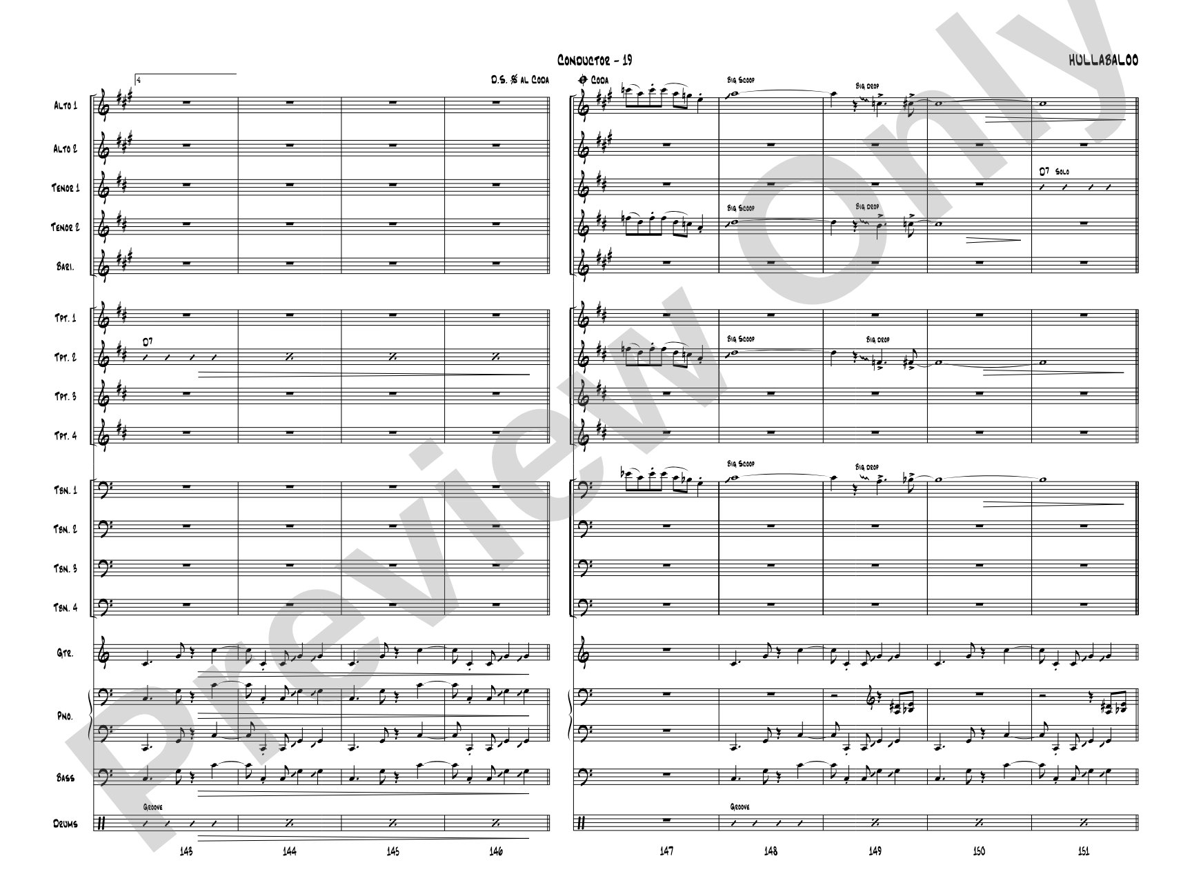 Hullabaloo: Jazz Ensemble Conductor Score & Parts