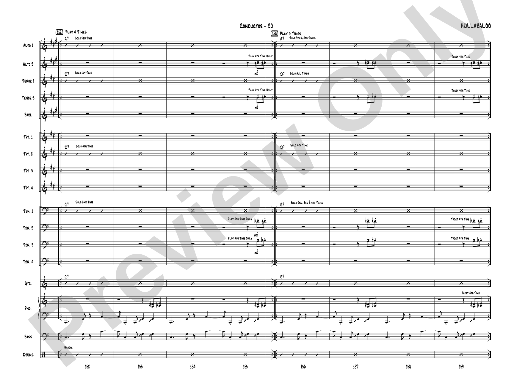 Hullabaloo: Jazz Ensemble Conductor Score & Parts