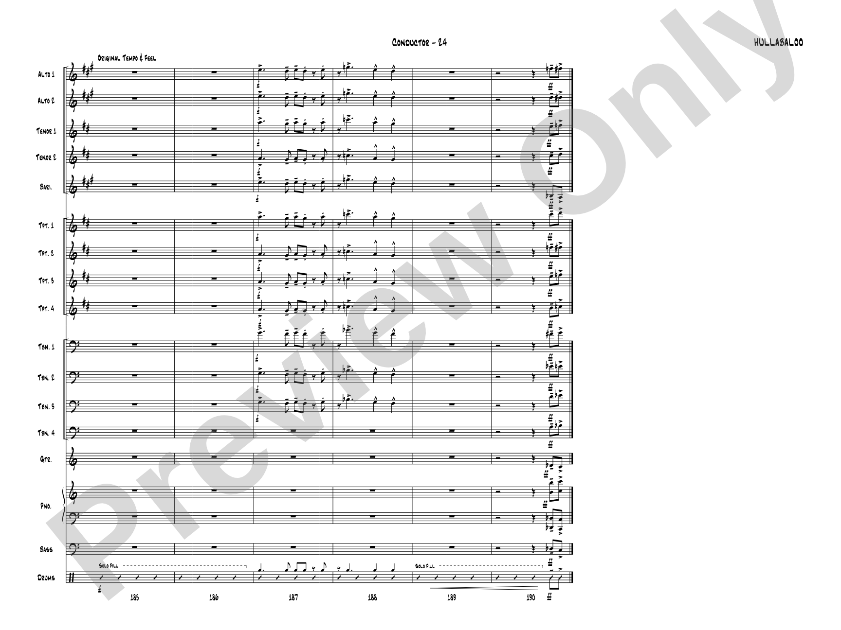 Hullabaloo: Jazz Ensemble Conductor Score & Parts