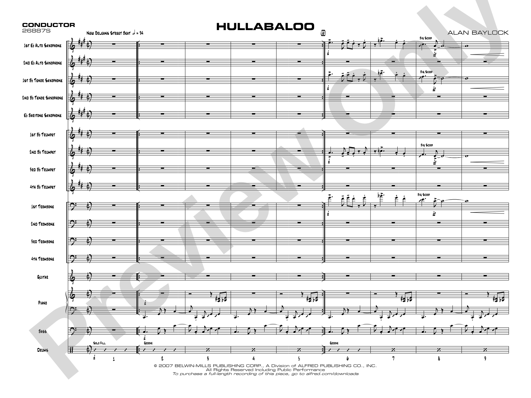 Hullabaloo: Jazz Ensemble Conductor Score & Parts