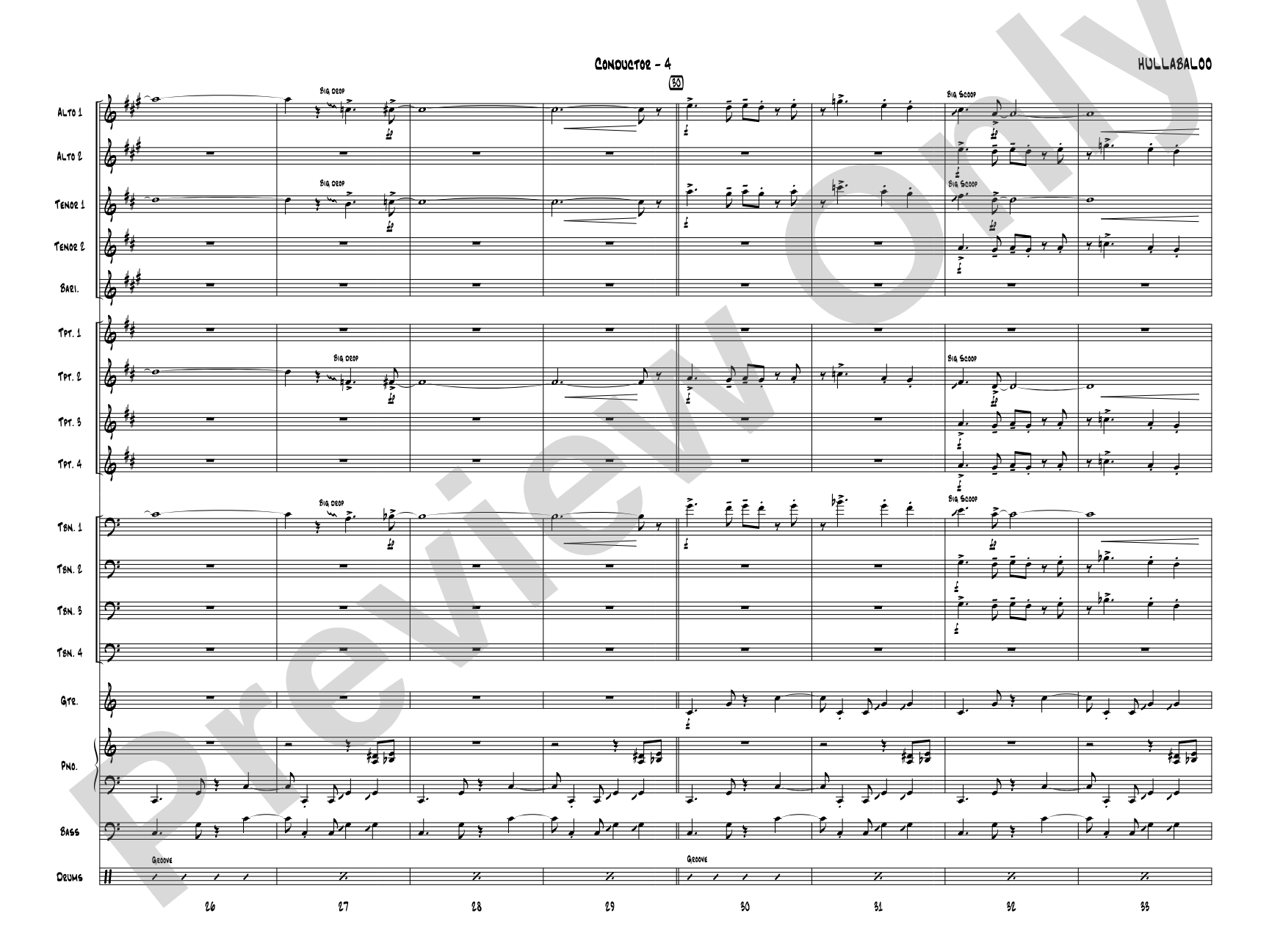 Hullabaloo: Jazz Ensemble Conductor Score & Parts