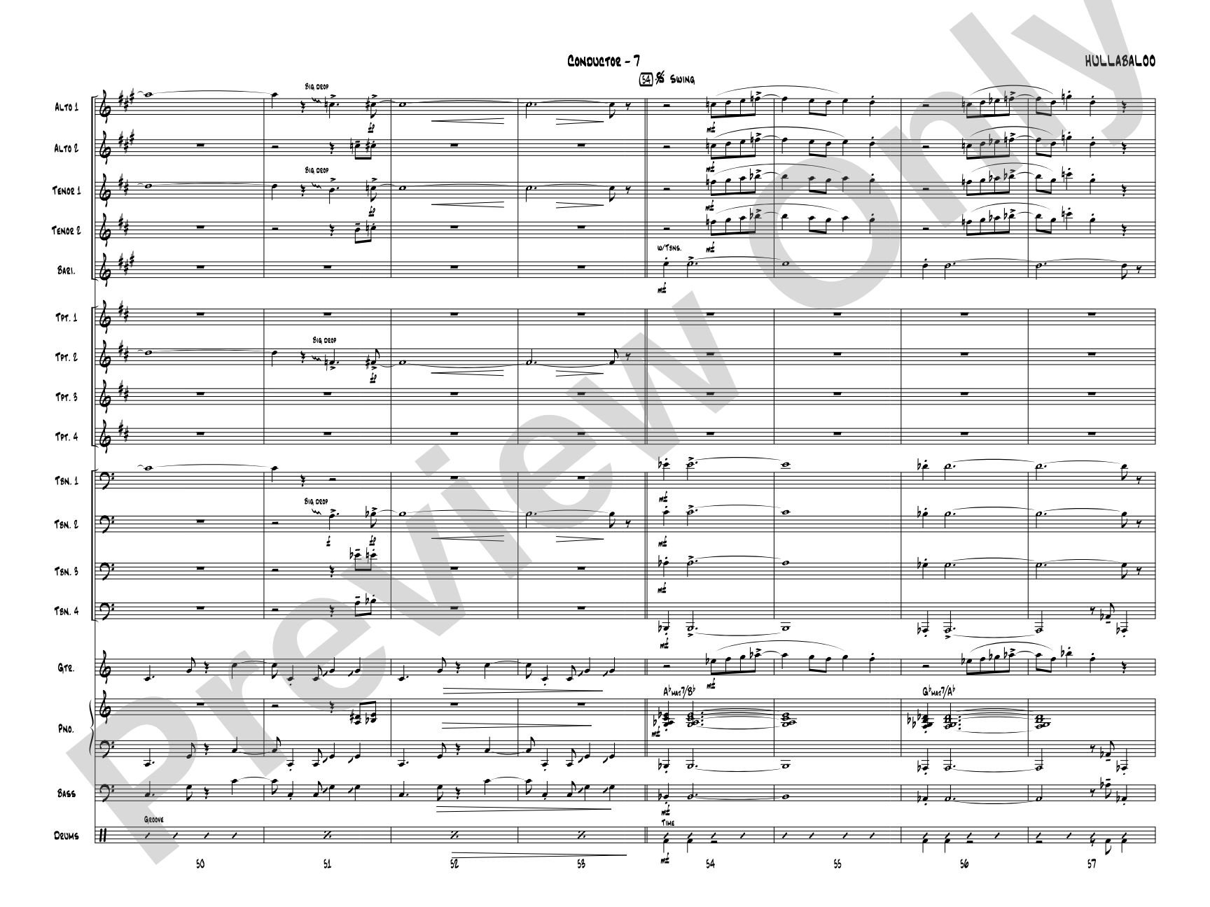 Hullabaloo: Jazz Ensemble Conductor Score & Parts