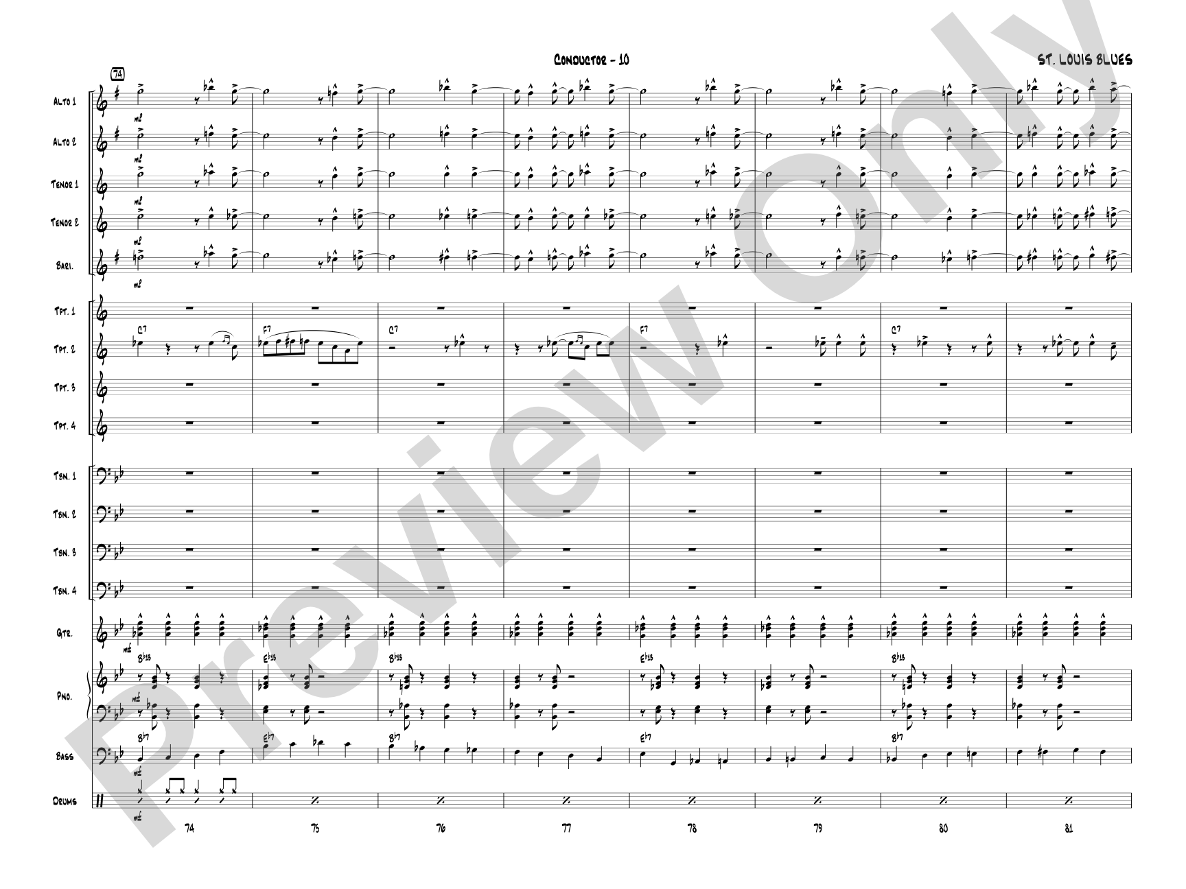 St. Louis Blues: Jazz Ensemble Conductor Score & Parts