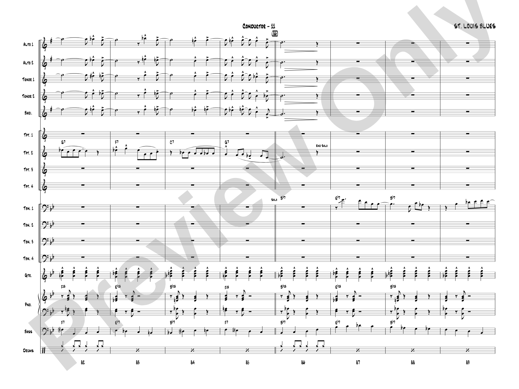 St. Louis Blues: Jazz Ensemble Conductor Score & Parts