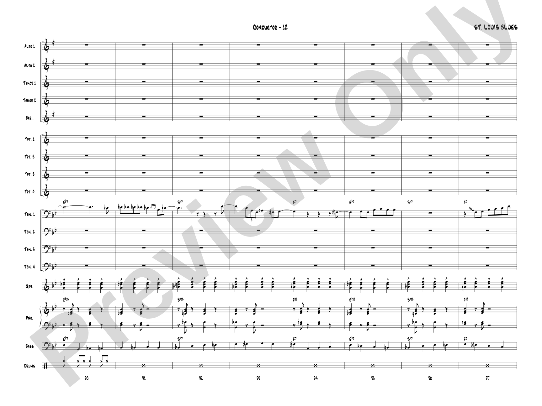 St. Louis Blues: Jazz Ensemble Conductor Score & Parts