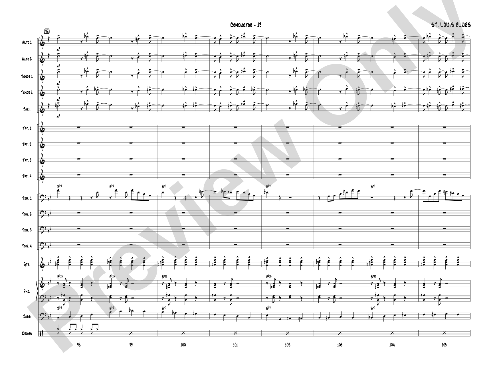 St. Louis Blues: Jazz Ensemble Conductor Score & Parts