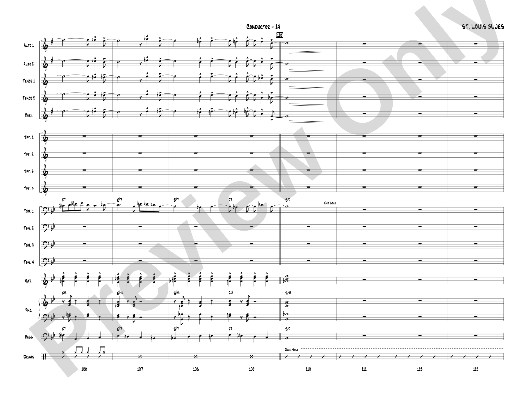 St. Louis Blues: Jazz Ensemble Conductor Score & Parts