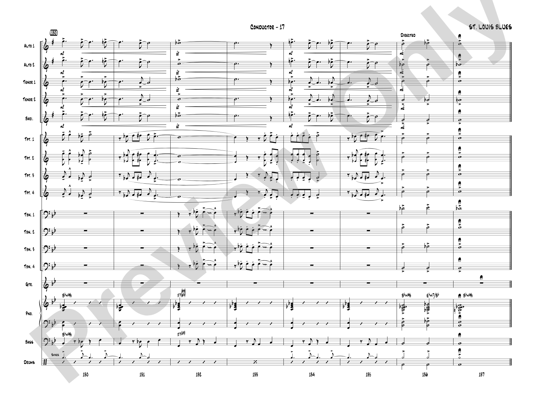 St. Louis Blues: Jazz Ensemble Conductor Score & Parts