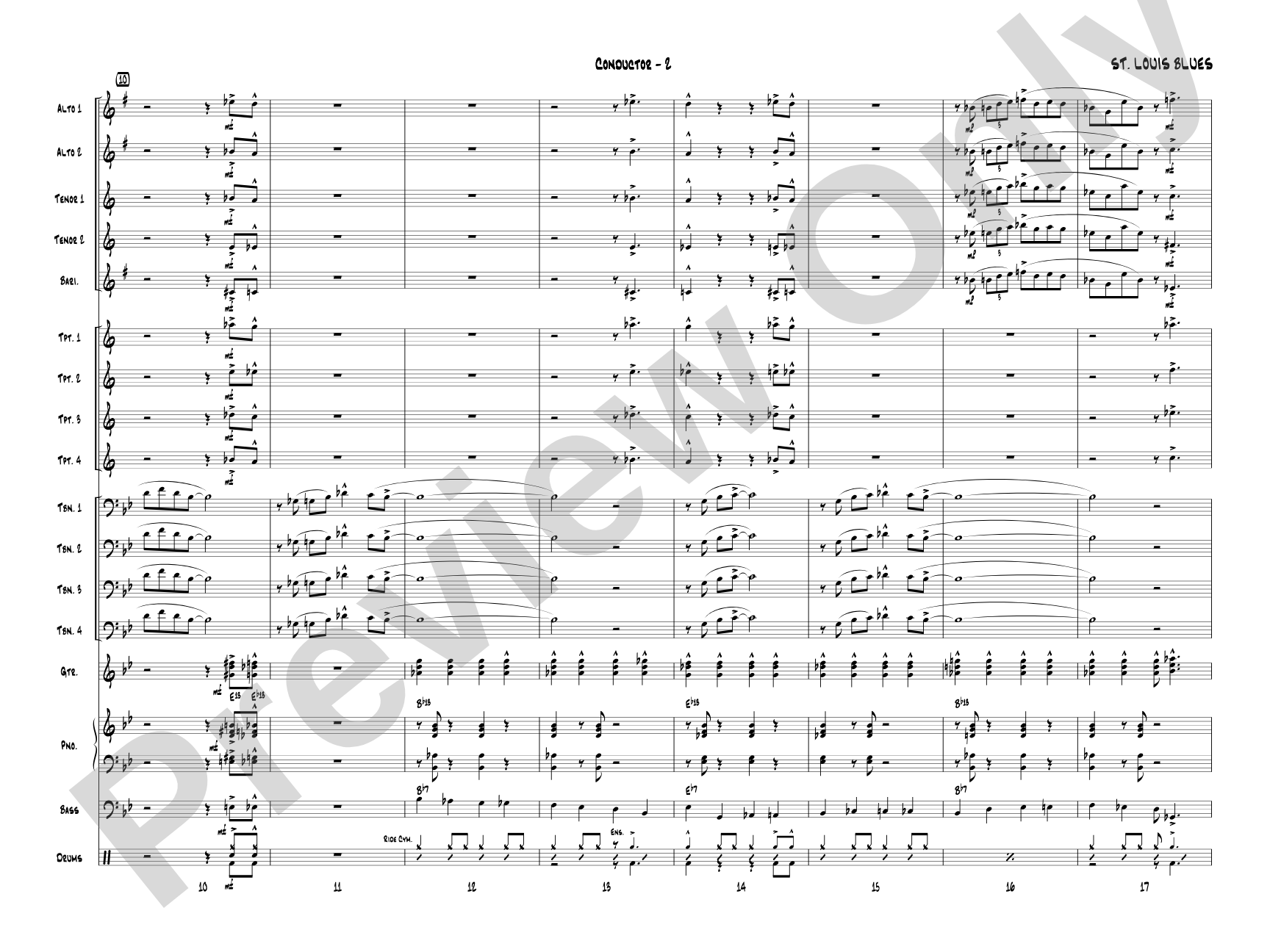 St. Louis Blues: Jazz Ensemble Conductor Score & Parts