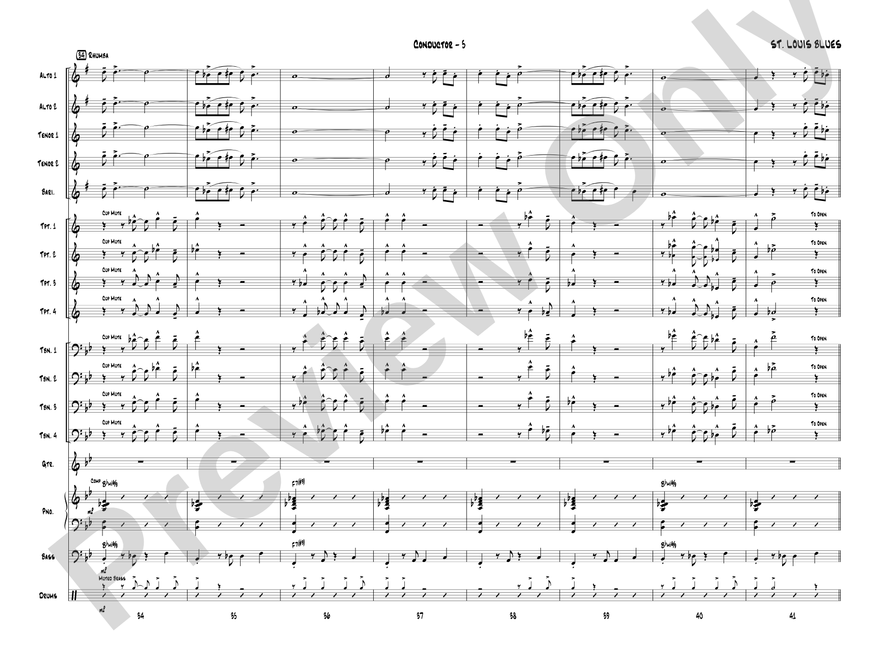 St. Louis Blues: Jazz Ensemble Conductor Score & Parts