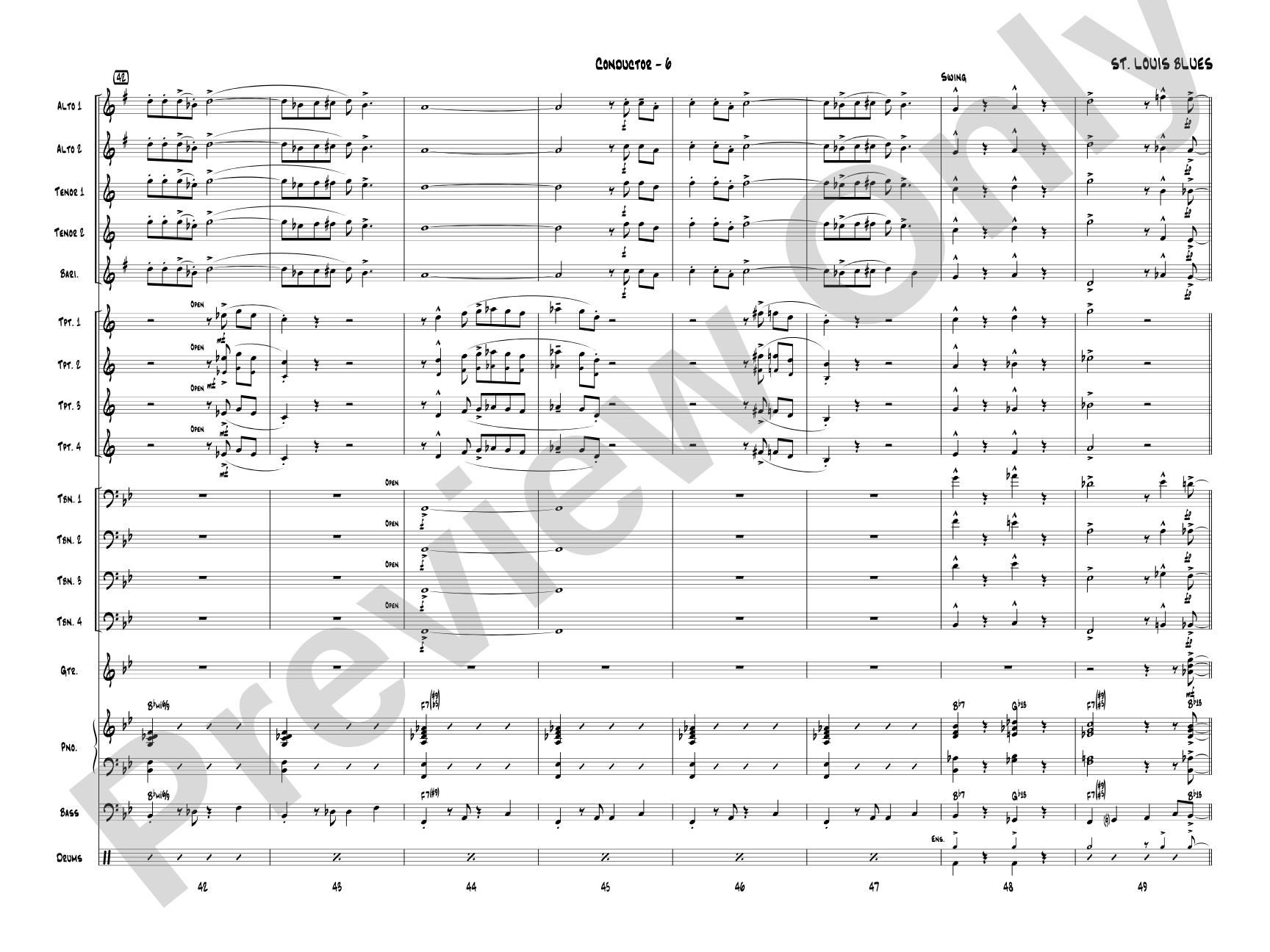 St. Louis Blues: Jazz Ensemble Conductor Score & Parts