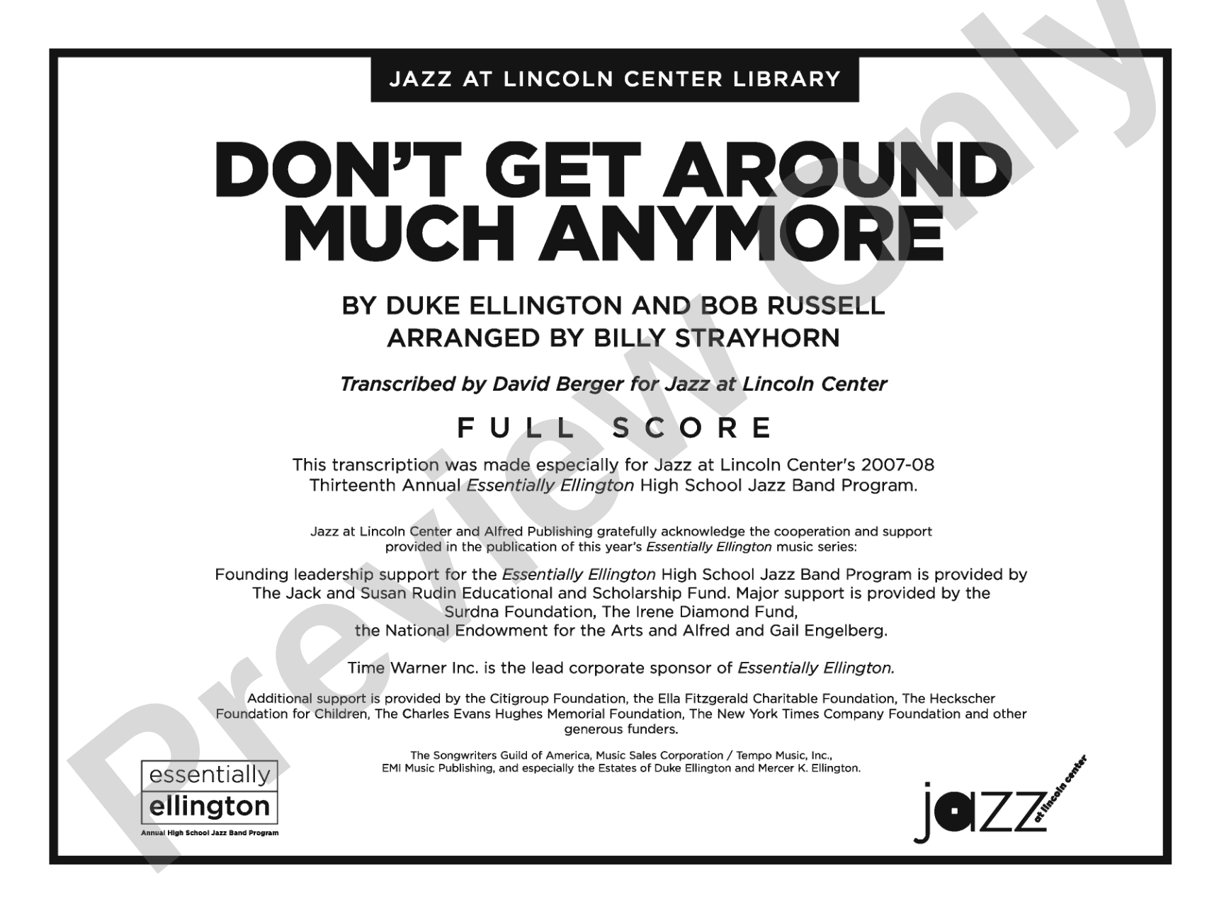 Don't Get Around Much Anymore: Jazz Ensemble Conductor Score & Parts