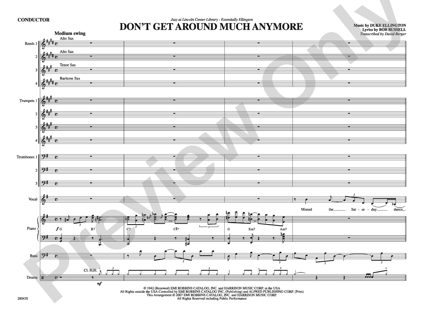 Don't Get Around Much Anymore: Jazz Ensemble Conductor Score & Parts
