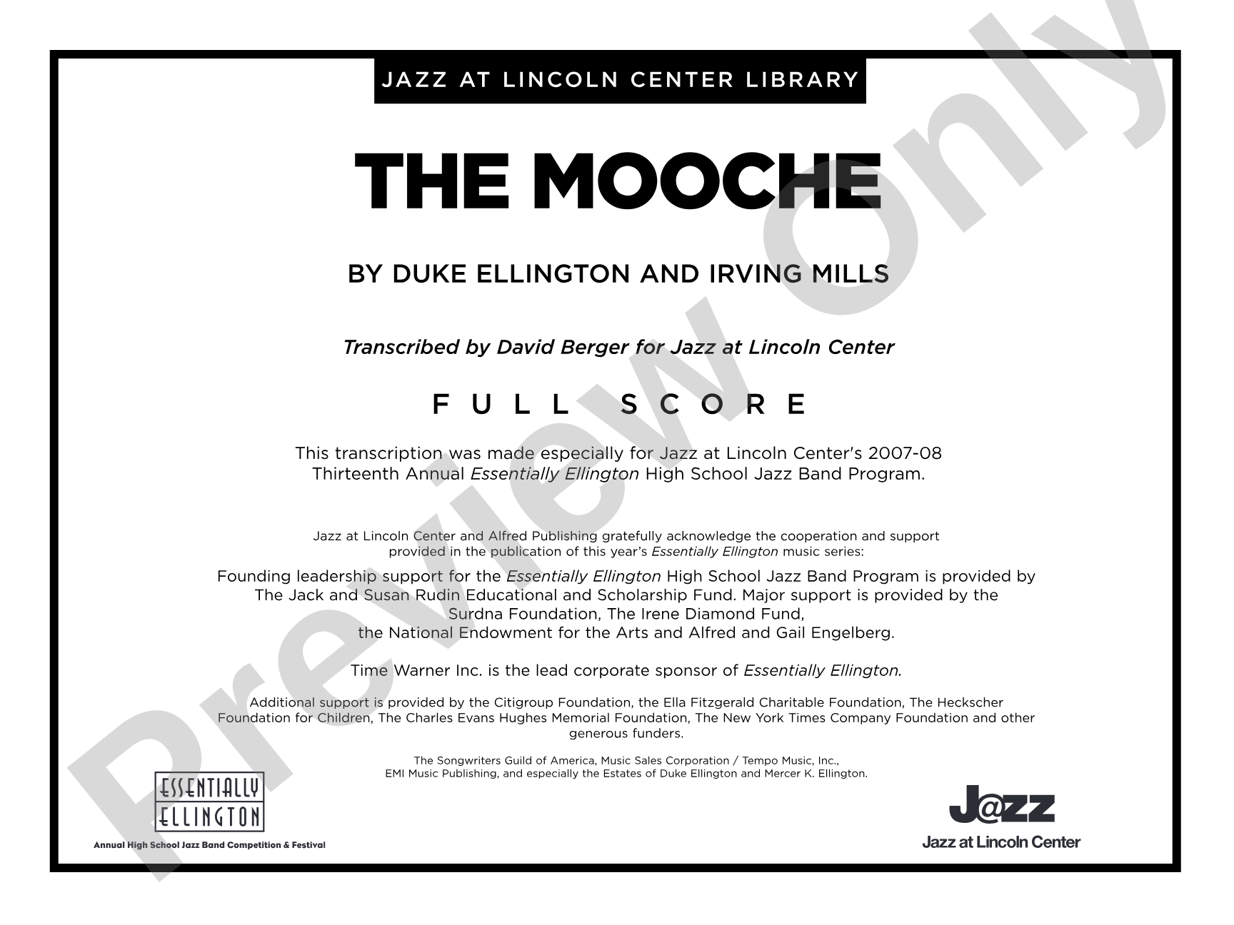 The Mooche: Jazz Ensemble Conductor Score & Parts