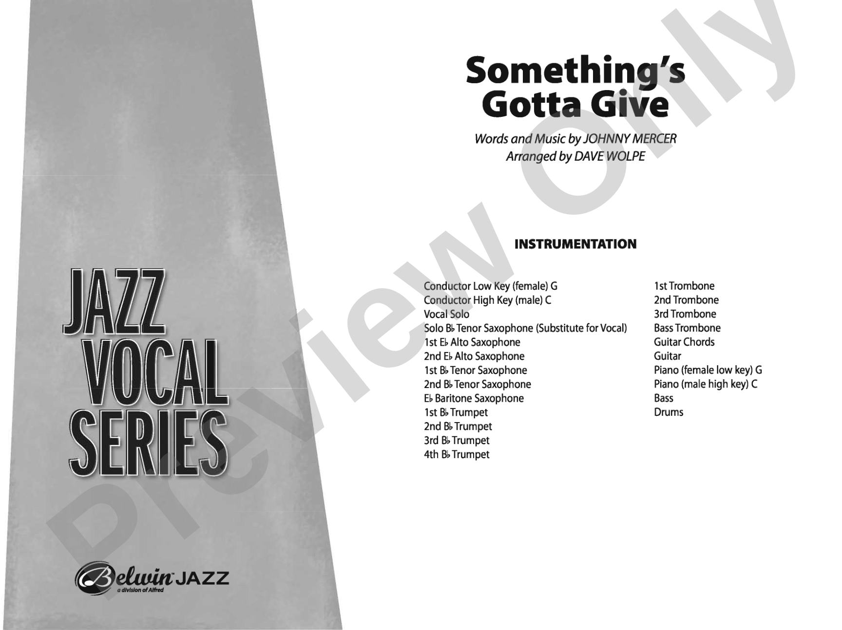 Something's Gotta Give: Vocal Solo with Jazz Ensemble Conductor Score & Parts