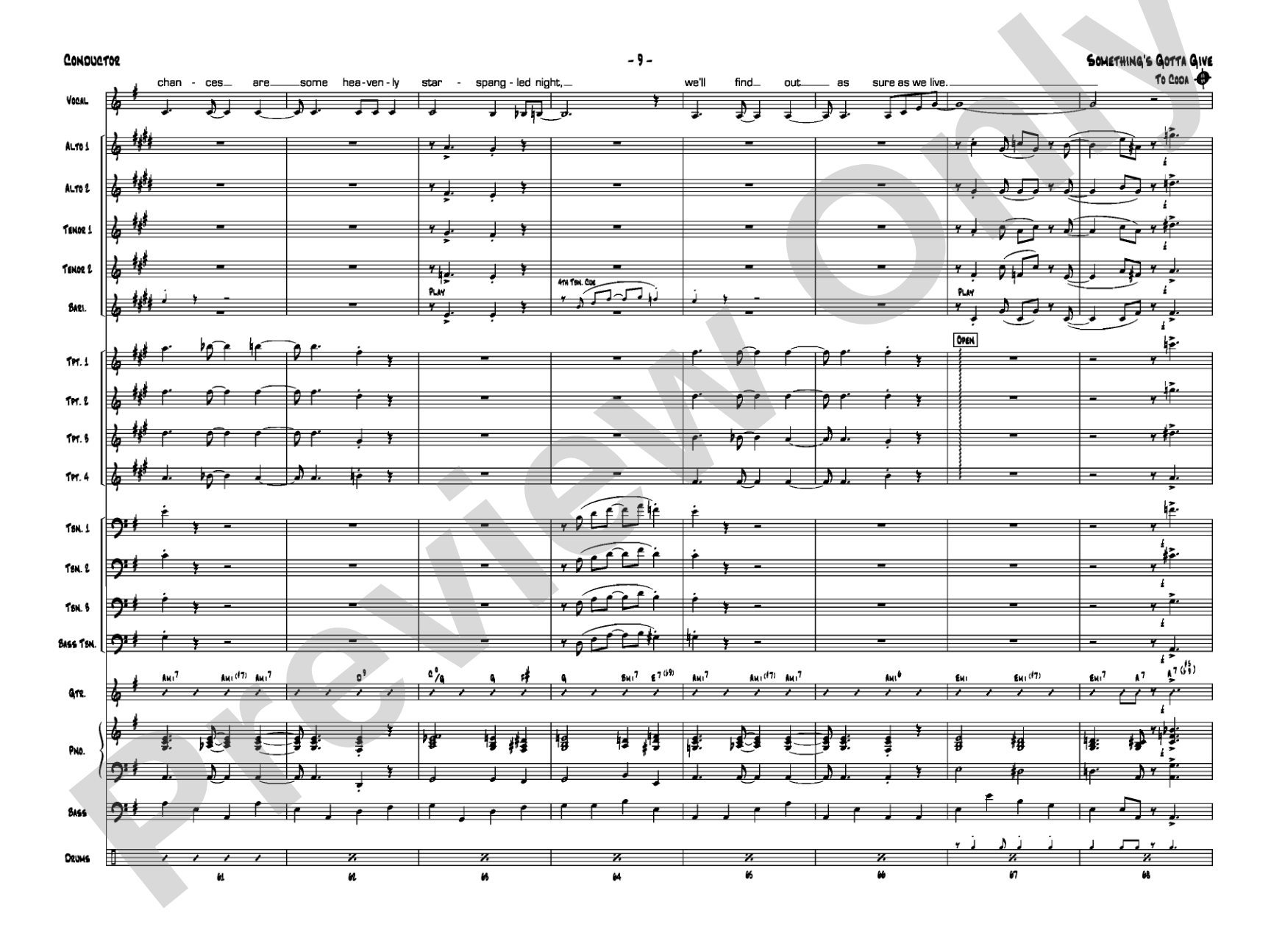 Something's Gotta Give: Vocal Solo with Jazz Ensemble Conductor Score & Parts