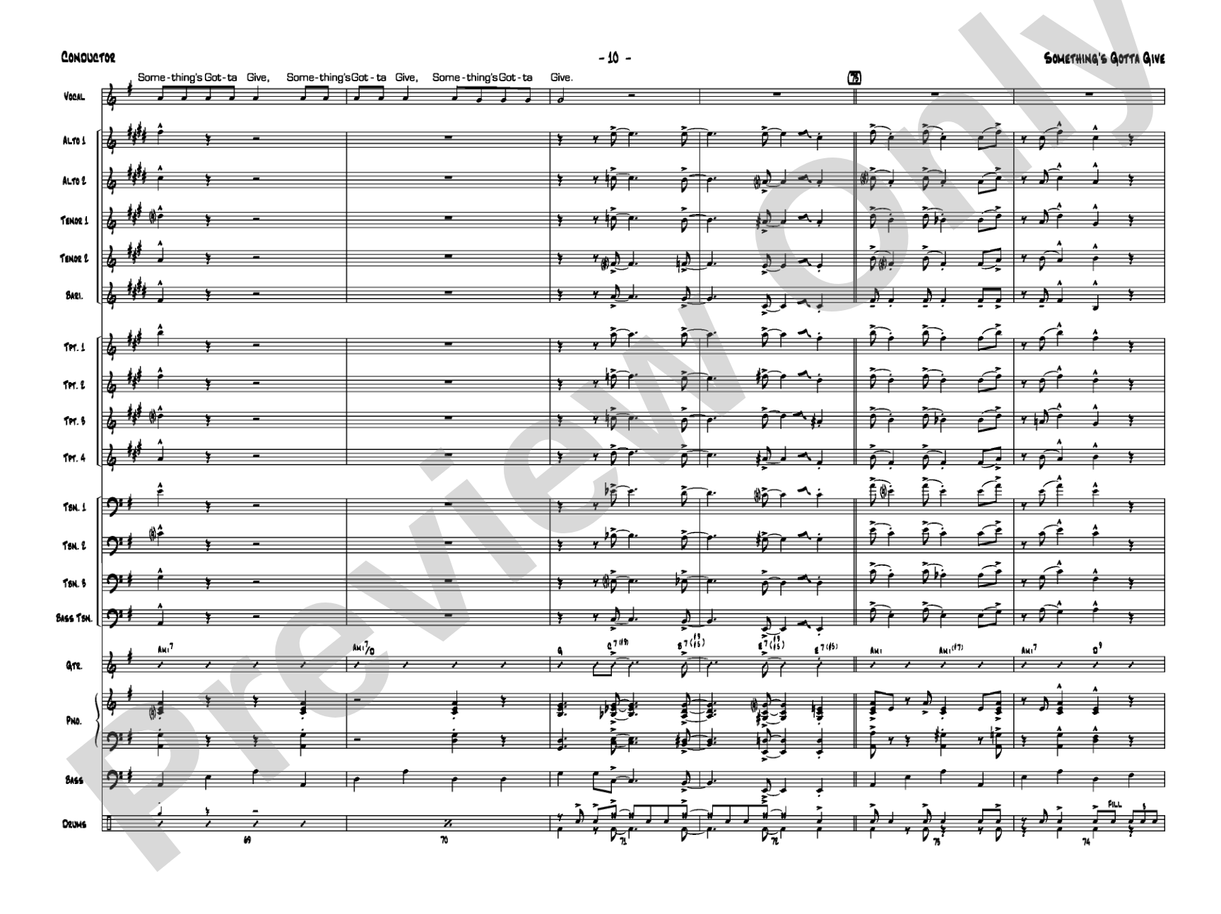 Something's Gotta Give: Vocal Solo with Jazz Ensemble Conductor Score & Parts