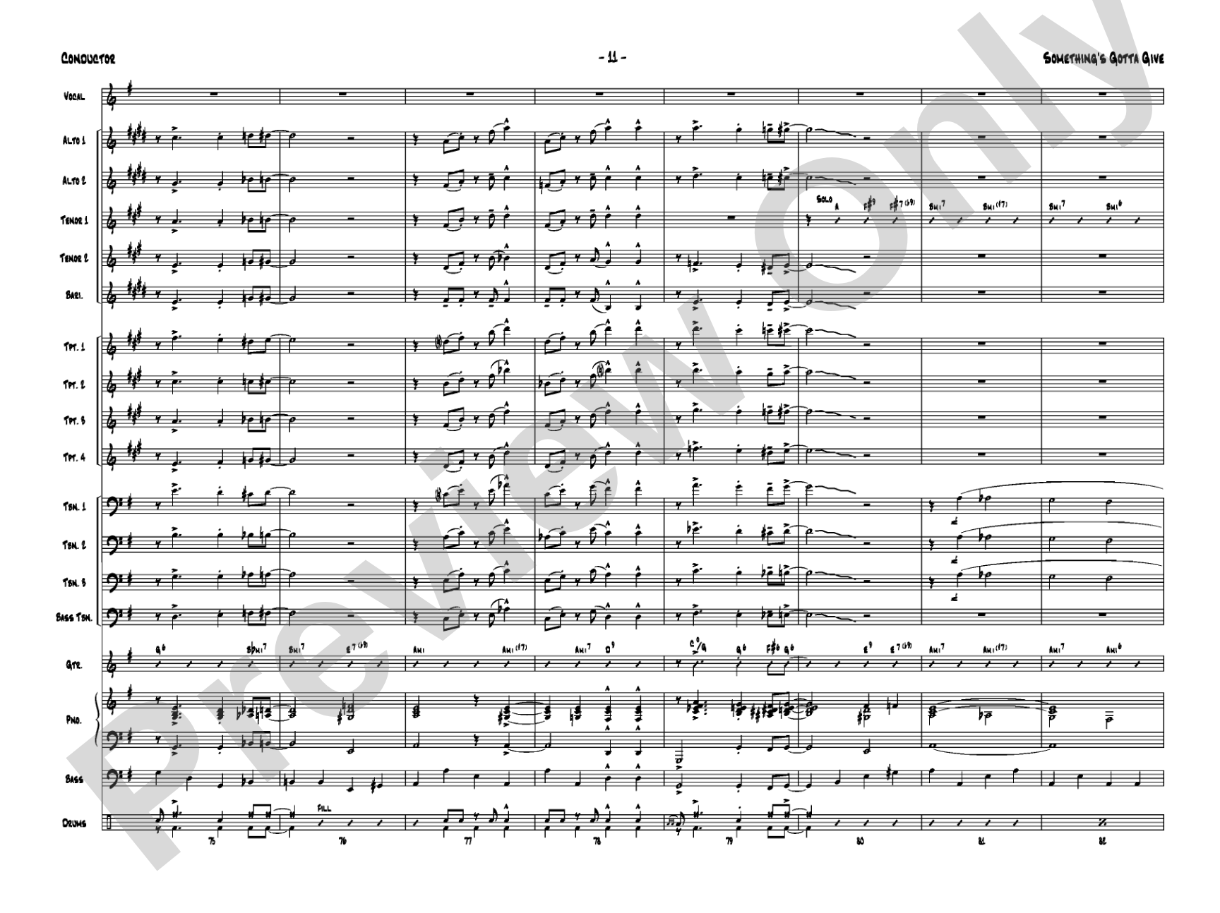 Something's Gotta Give: Vocal Solo with Jazz Ensemble Conductor Score & Parts