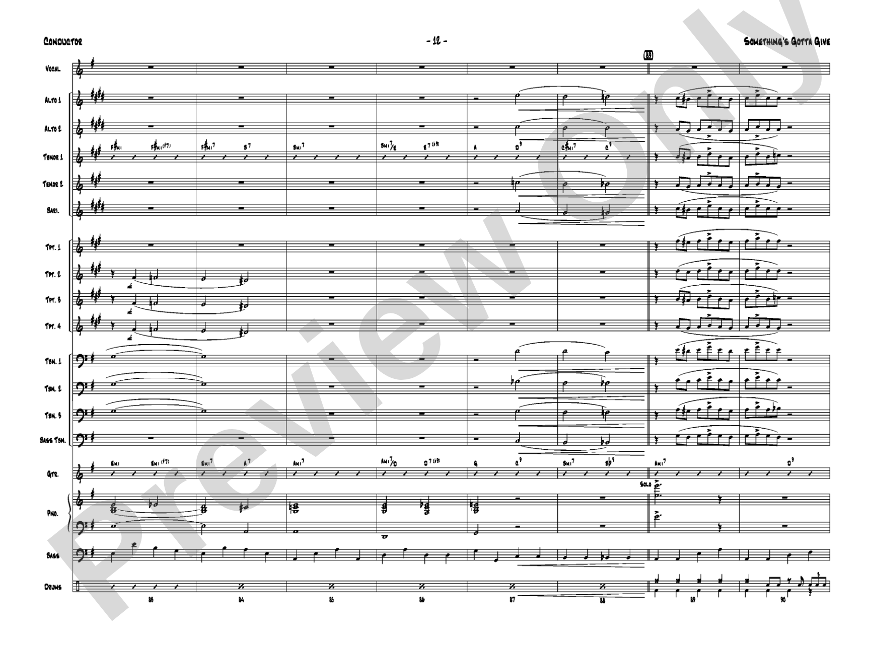 Something's Gotta Give: Vocal Solo with Jazz Ensemble Conductor Score & Parts