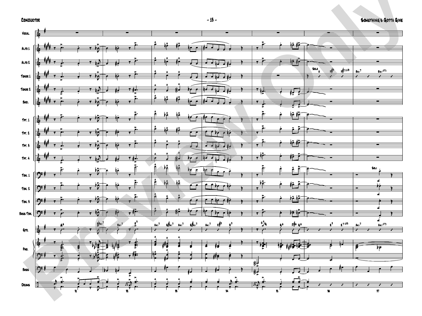 Something's Gotta Give: Vocal Solo with Jazz Ensemble Conductor Score & Parts