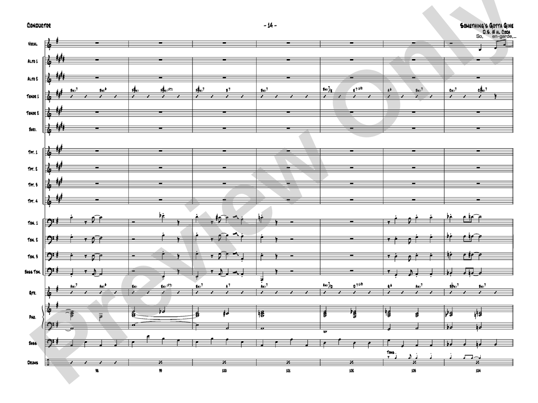 Something's Gotta Give: Vocal Solo with Jazz Ensemble Conductor Score & Parts