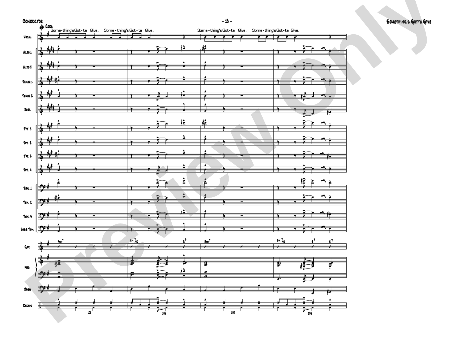 Something's Gotta Give: Vocal Solo with Jazz Ensemble Conductor Score & Parts