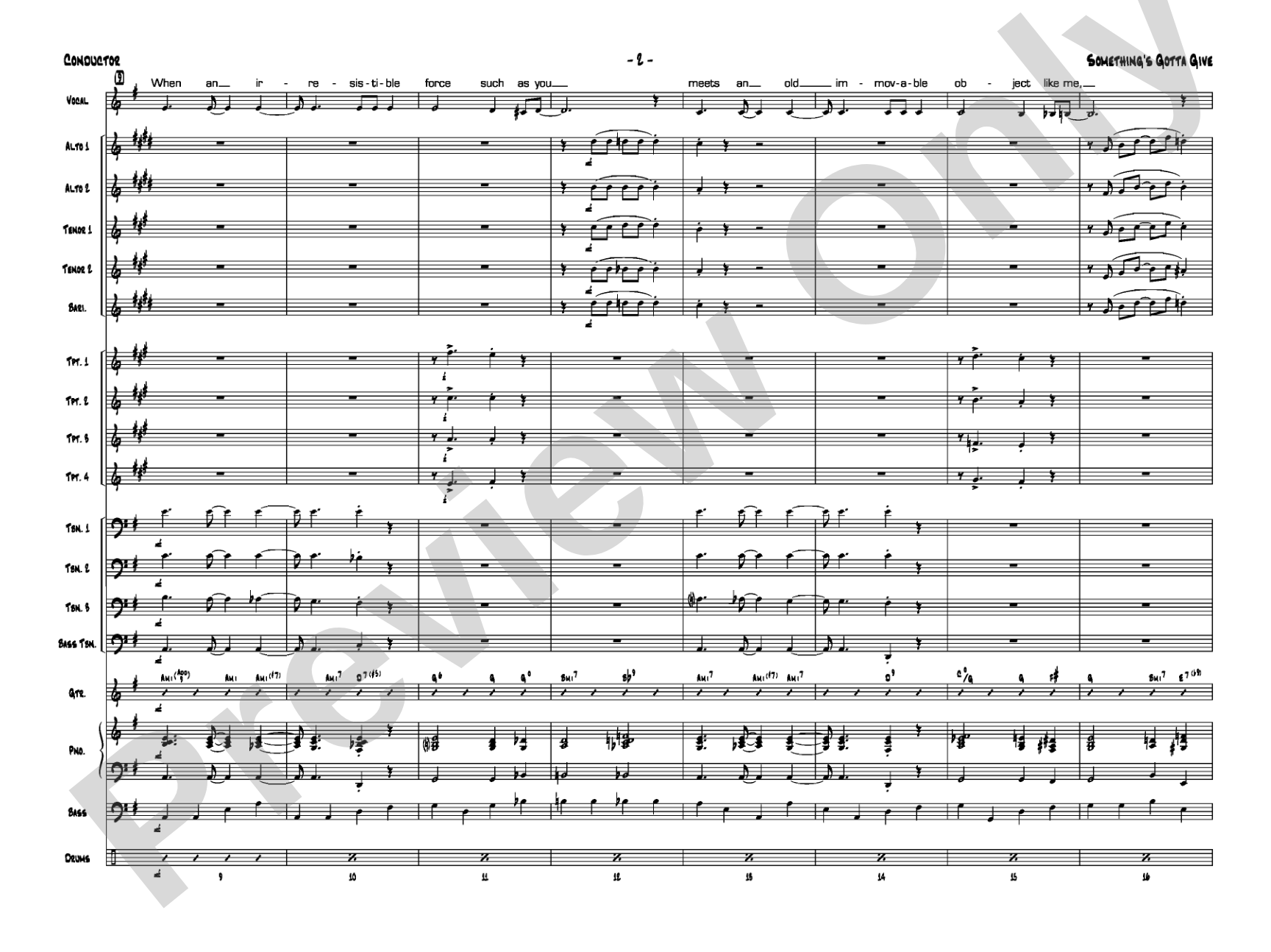 Something's Gotta Give: Vocal Solo with Jazz Ensemble Conductor Score & Parts