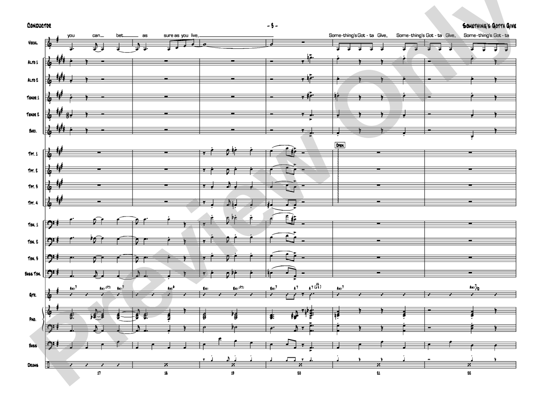 Something's Gotta Give: Vocal Solo with Jazz Ensemble Conductor Score & Parts