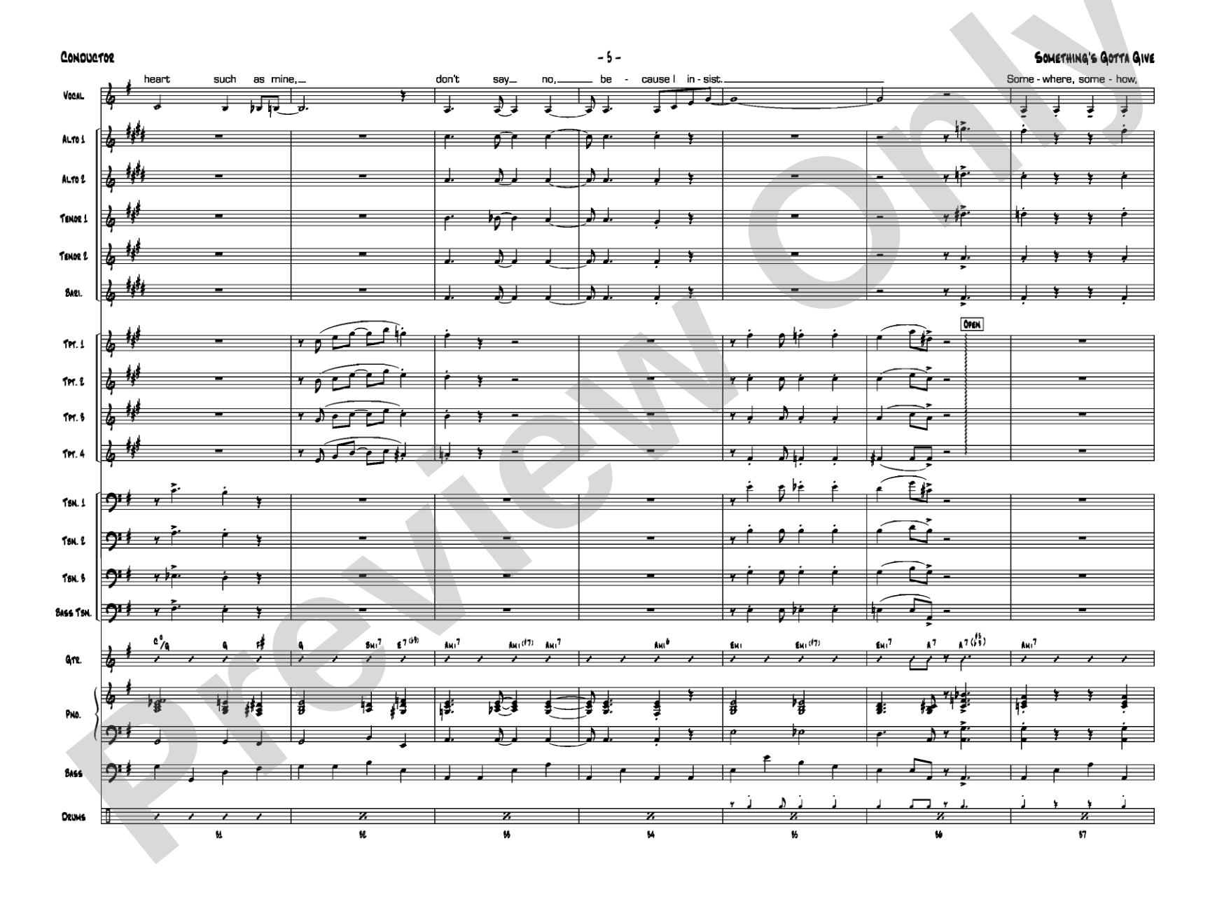 Something's Gotta Give: Vocal Solo with Jazz Ensemble Conductor Score & Parts
