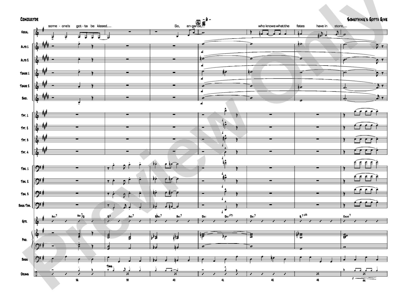 Something's Gotta Give: Vocal Solo with Jazz Ensemble Conductor Score & Parts
