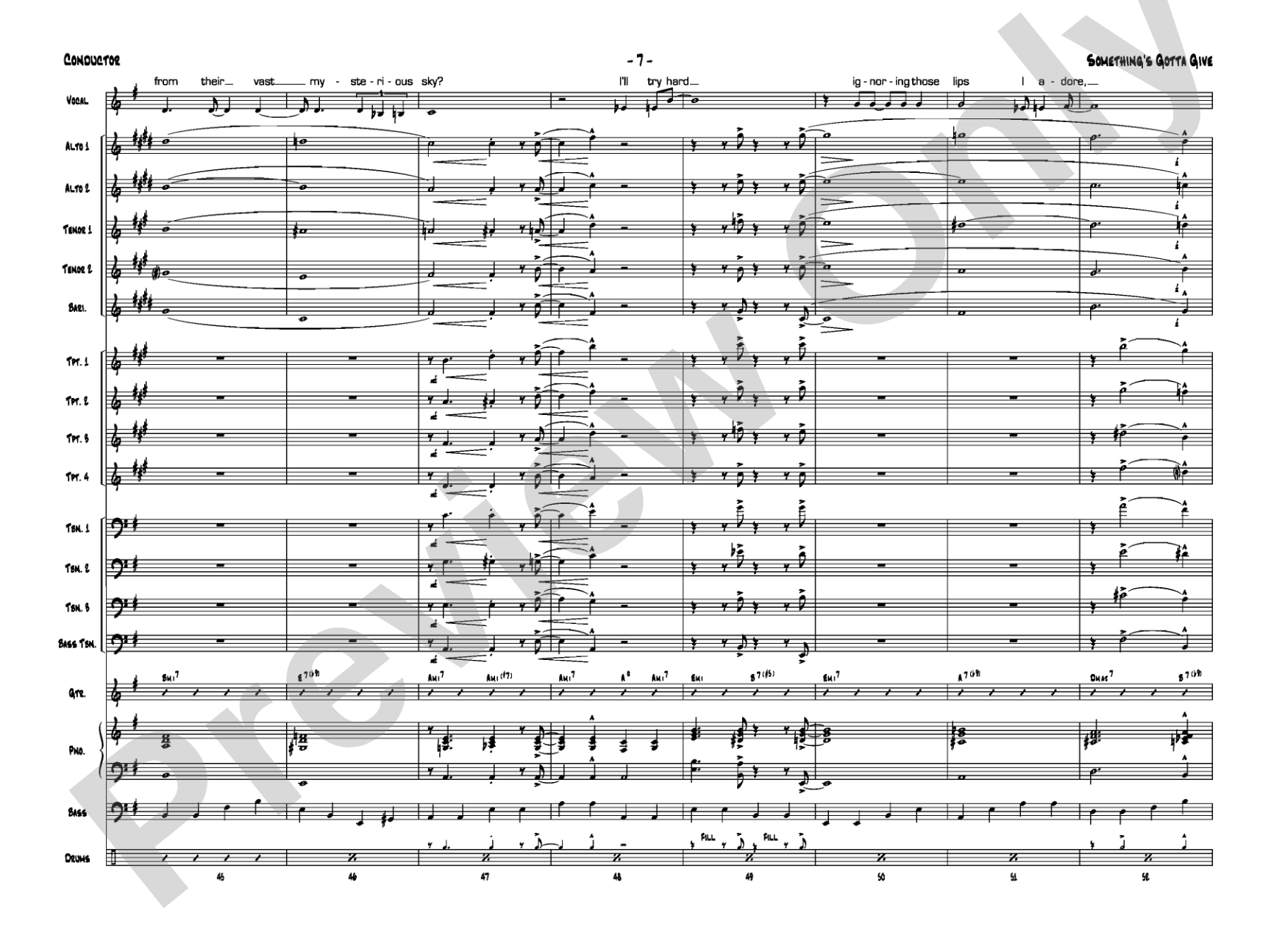 Something's Gotta Give: Vocal Solo with Jazz Ensemble Conductor Score & Parts