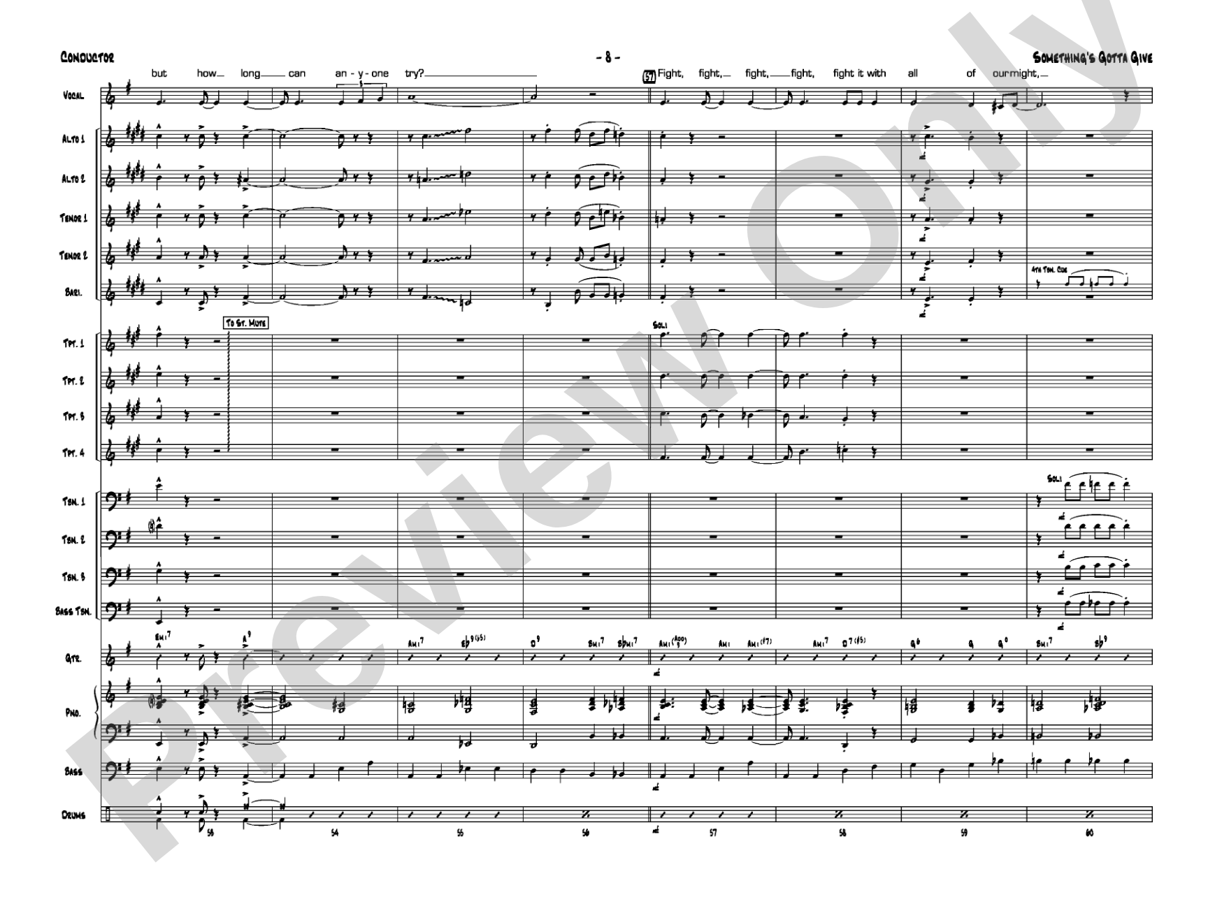 Something's Gotta Give: Vocal Solo with Jazz Ensemble Conductor Score & Parts