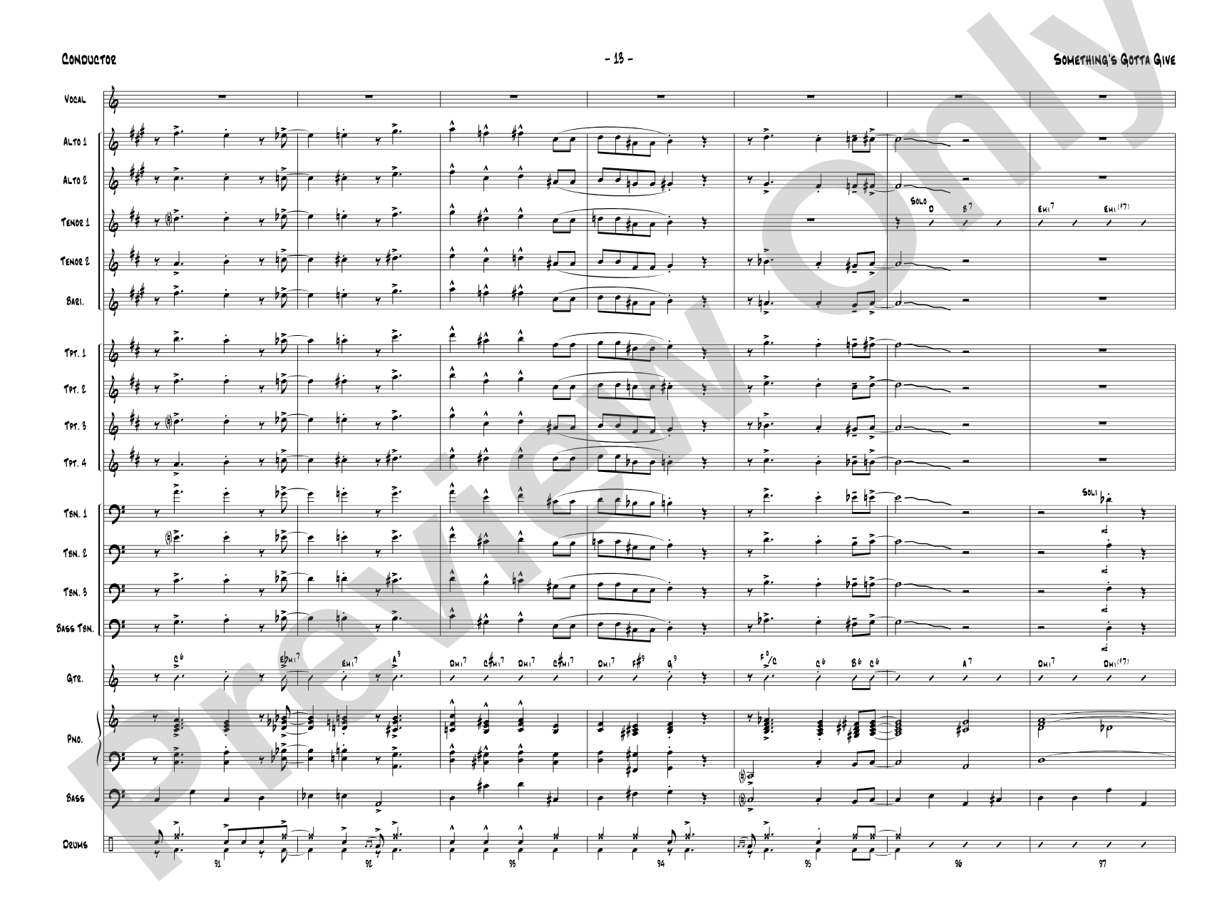 Something's Gotta Give: Score