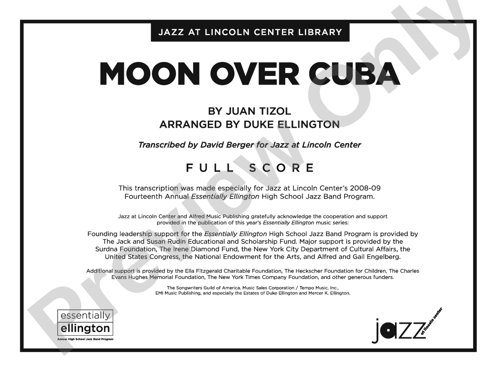Moon over Cuba: Jazz Ensemble Conductor Score & Parts