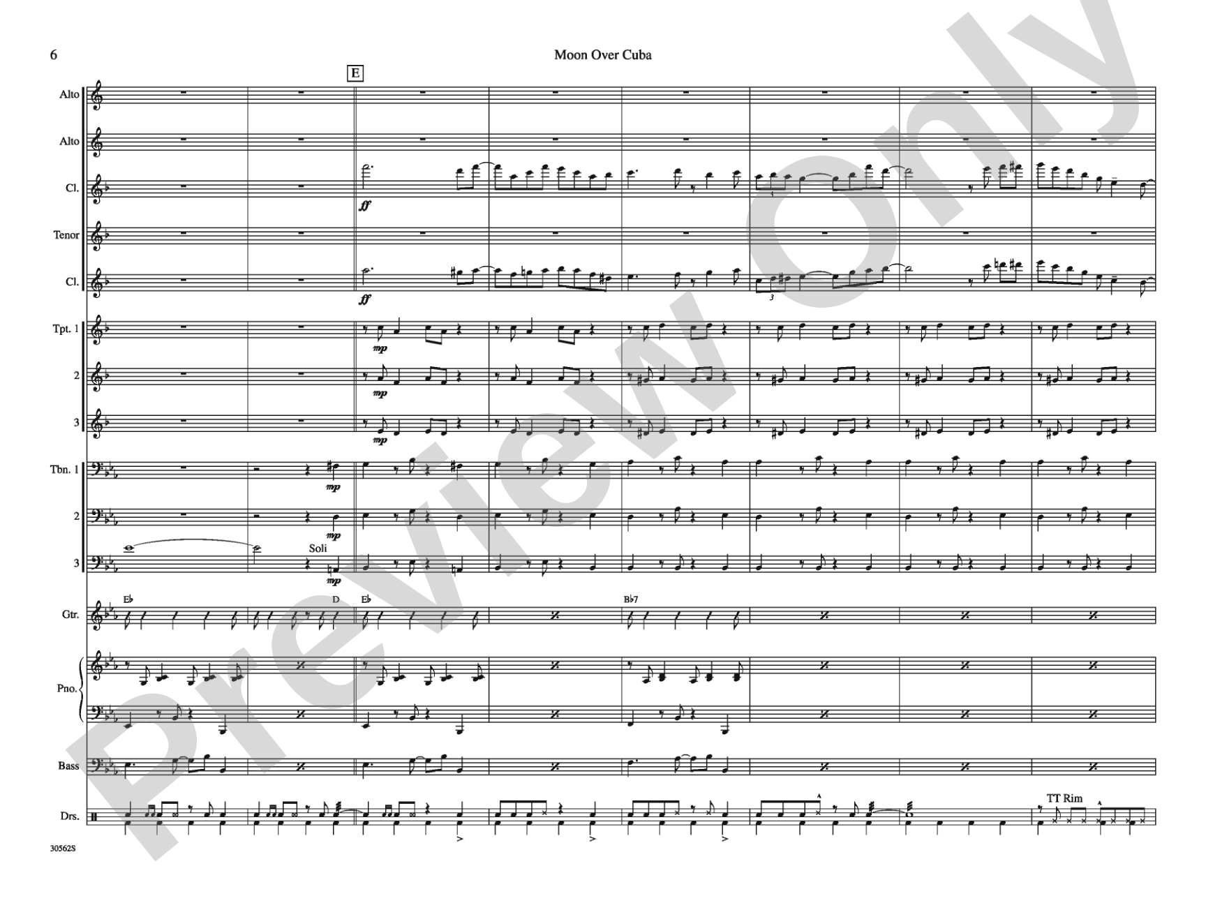 Moon over Cuba: Jazz Ensemble Conductor Score & Parts